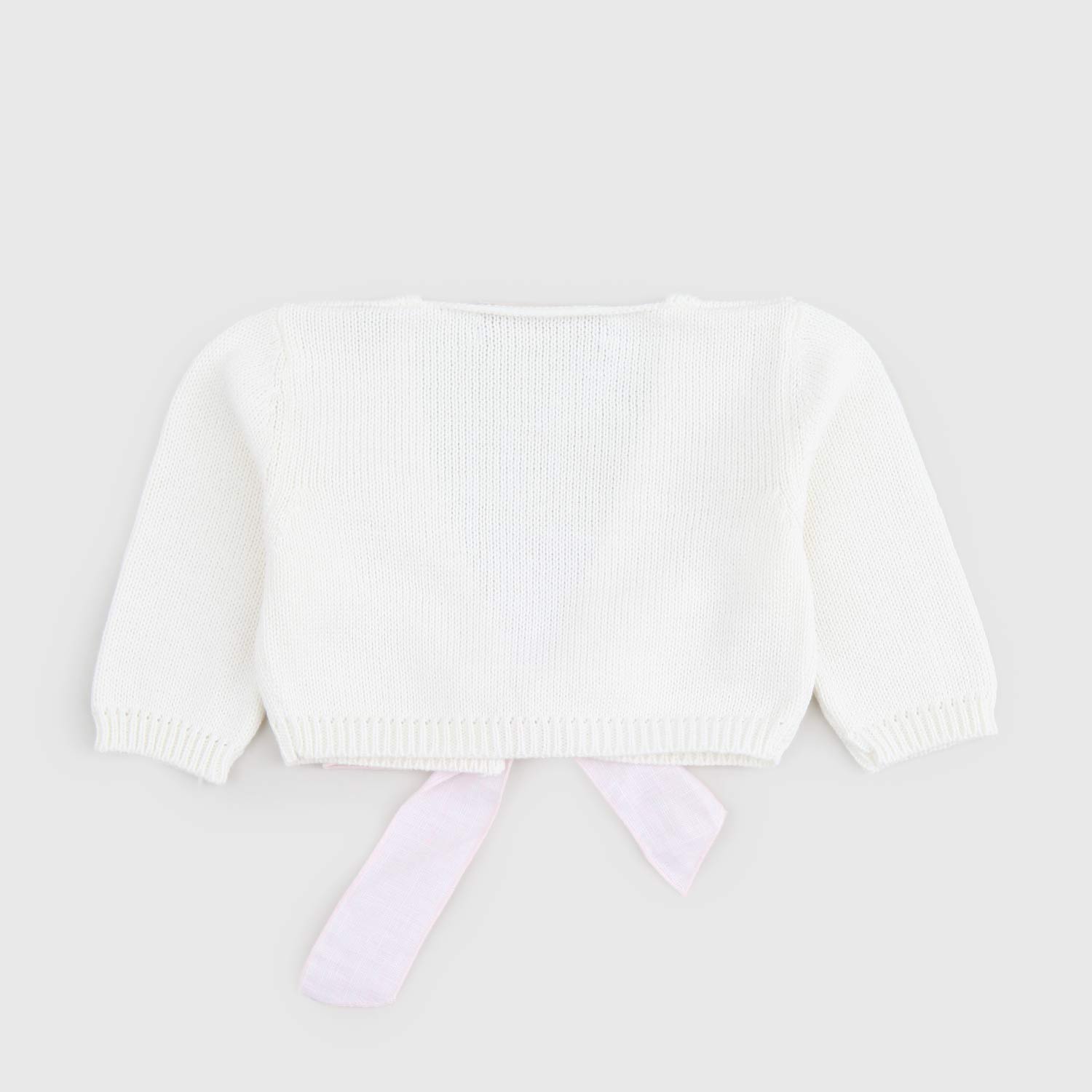 cardigan bianco fiocco rosa neonata - annameglio.com abbigliamento moda