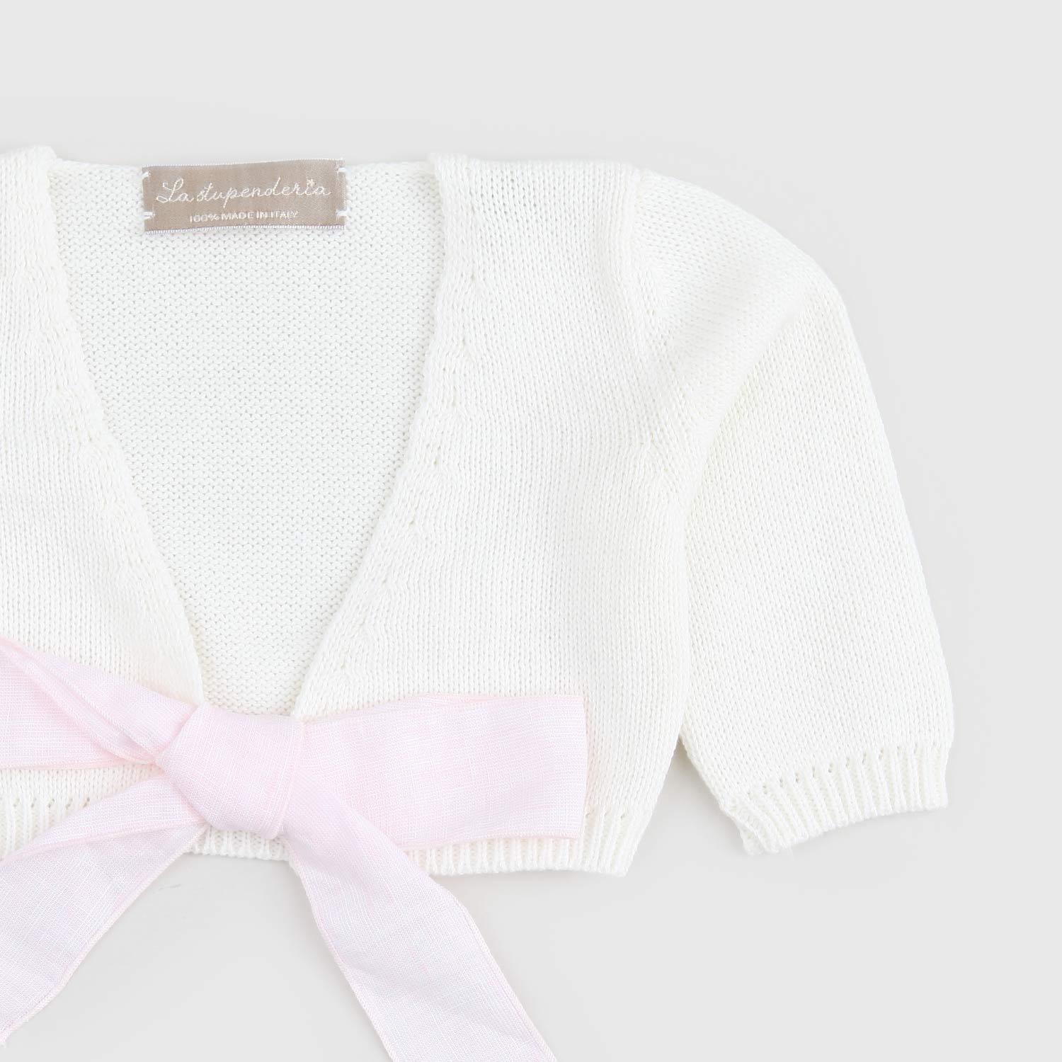 cardigan bianco fiocco rosa neonata - annameglio.com abbigliamento moda