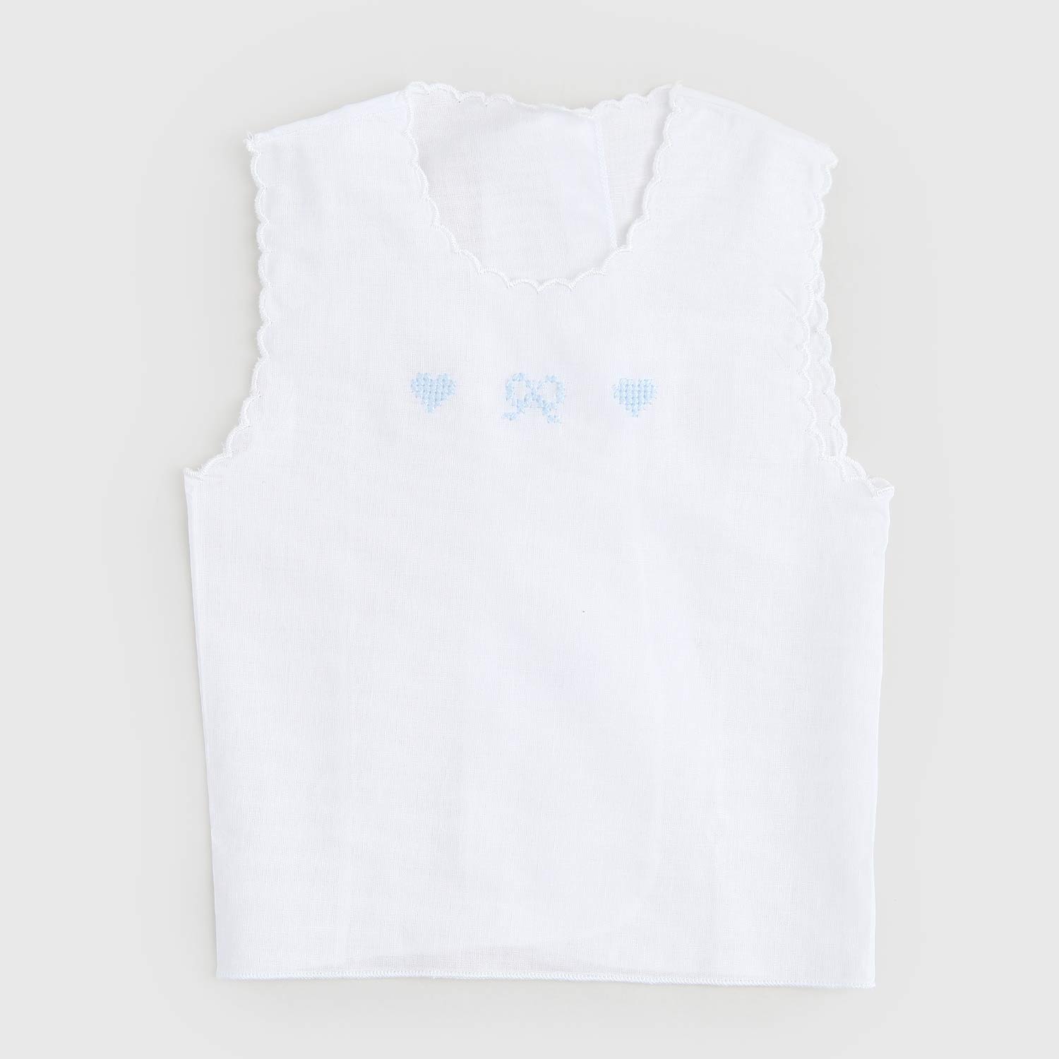 camicino bianco ricamo celeste - annameglio.com abbigliamento moda