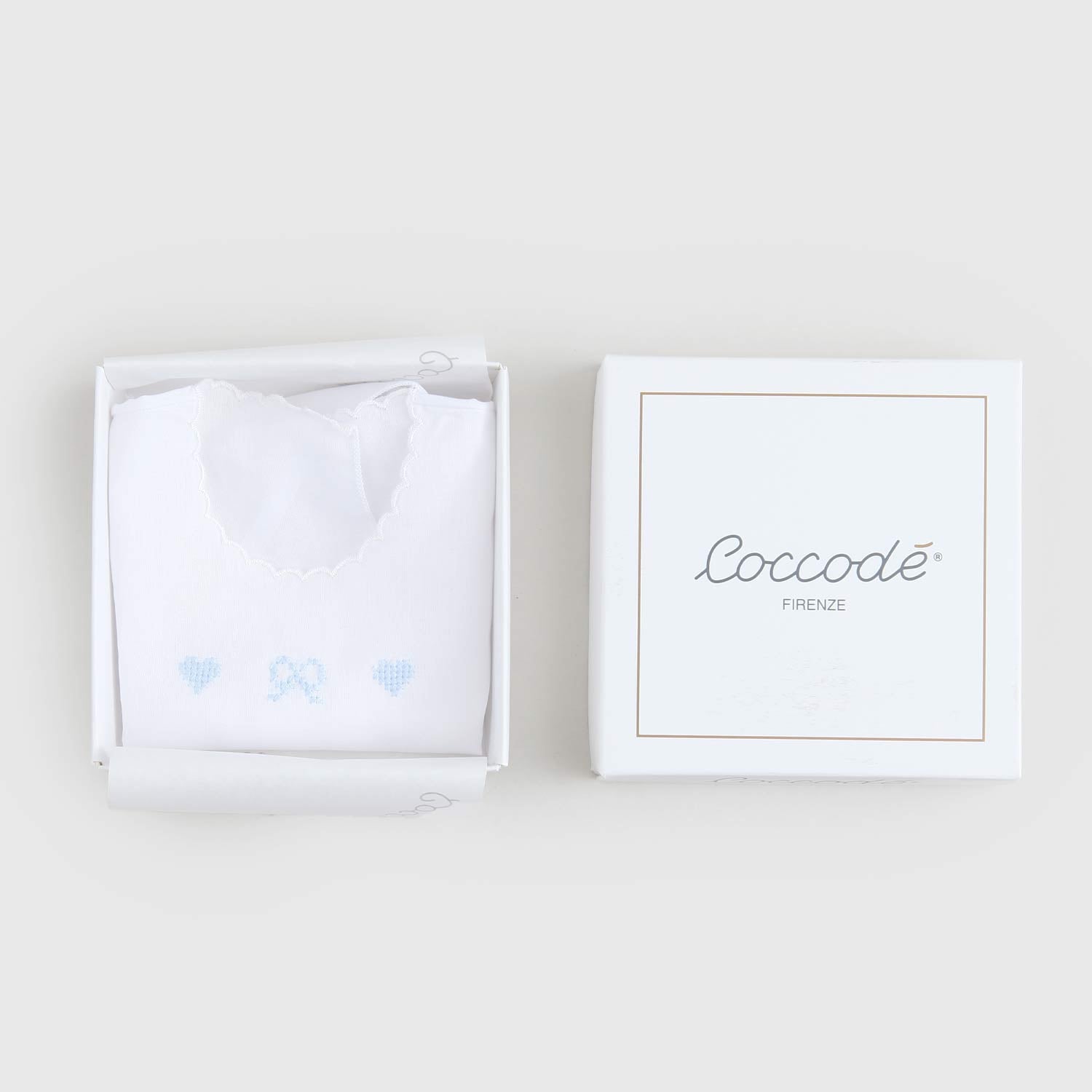 camicino bianco ricamo celeste - annameglio.com abbigliamento moda