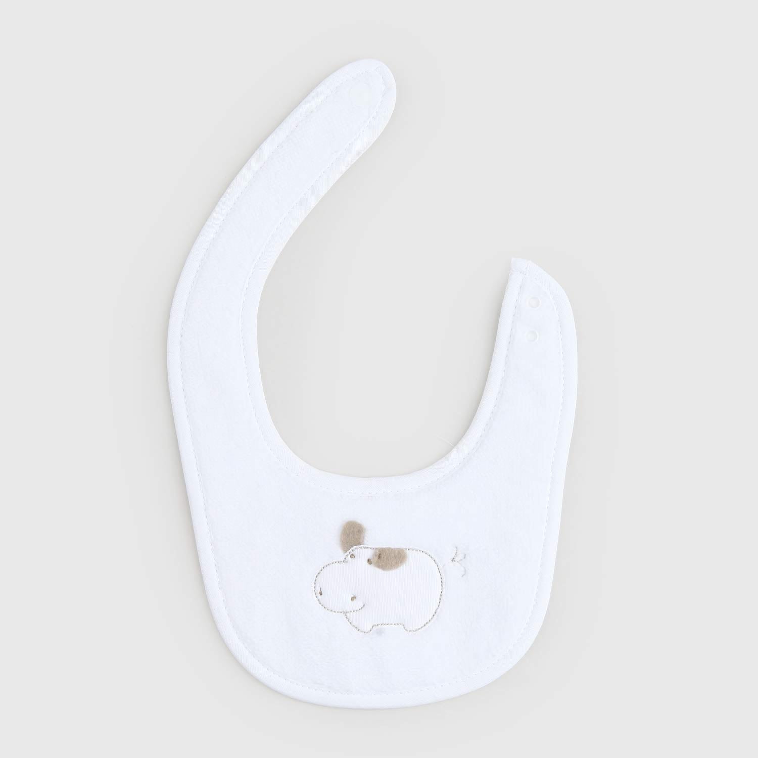 bavaglino bianco con maialino beige - annameglio.com abbigliamento moda