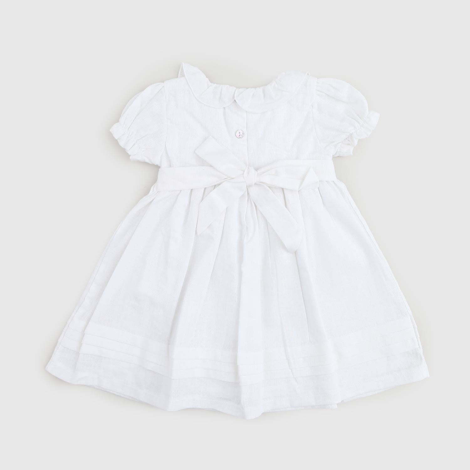 Vestito bianco con fascia blu ricamata - annameglio.com abbigliamento moda