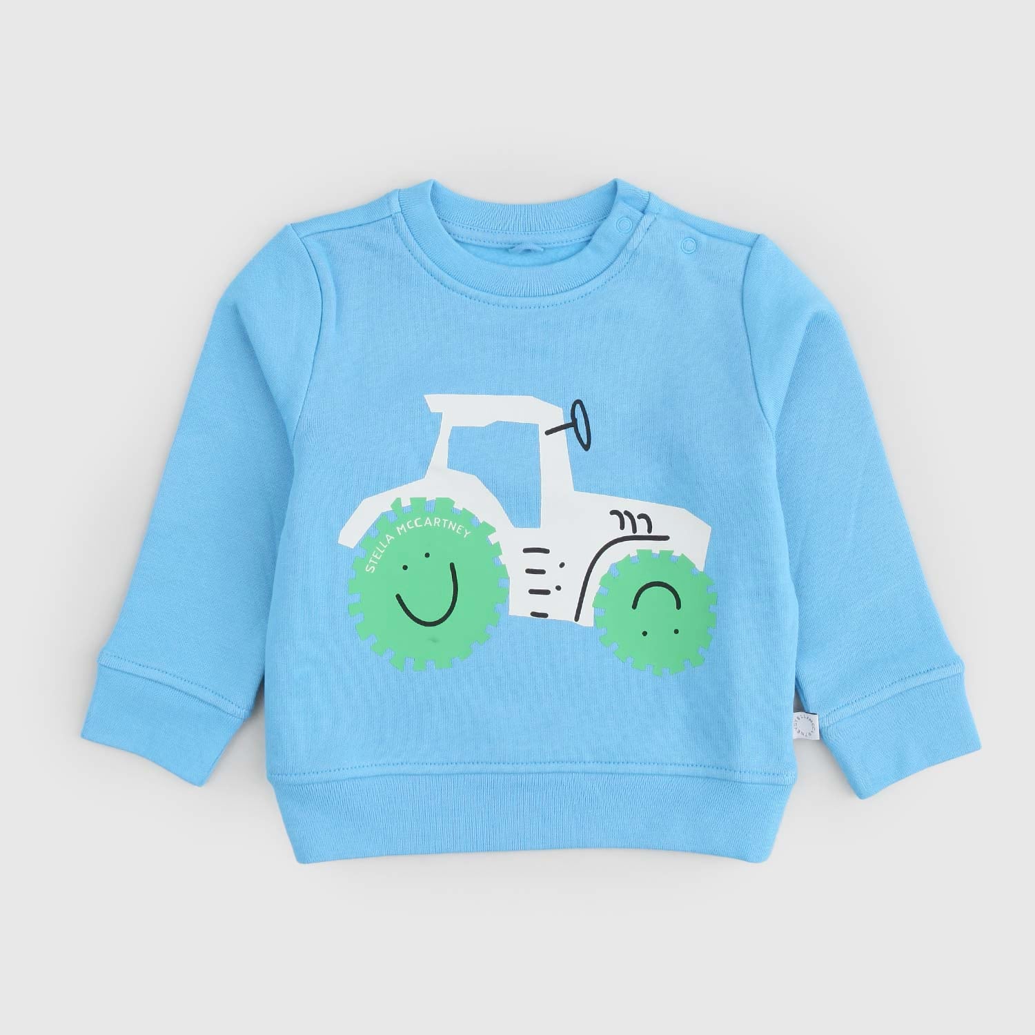 Felpa Celeste con Stampa Trattore - annameglio.com abbigliamento moda