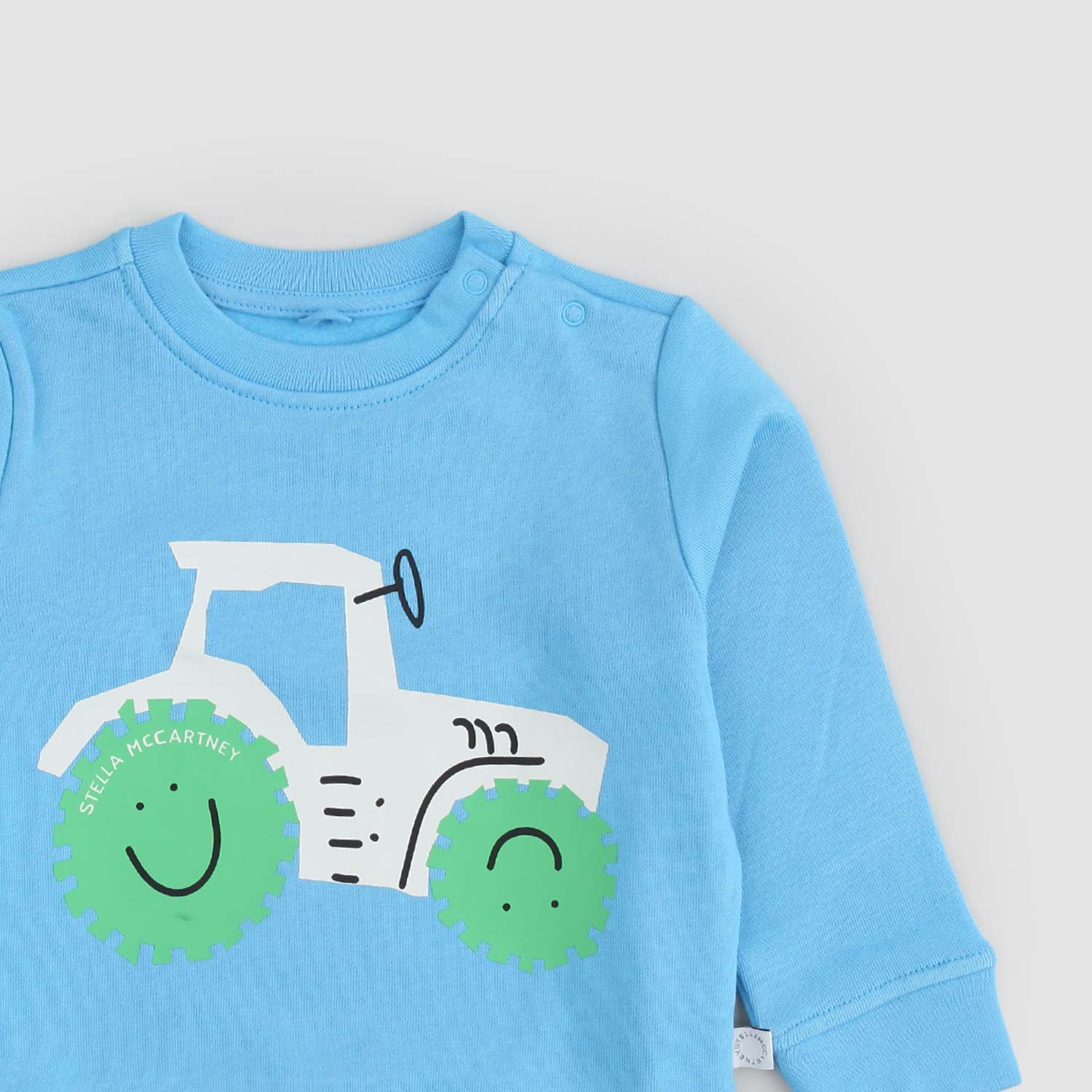 Felpa Celeste con Stampa Trattore - annameglio.com abbigliamento moda