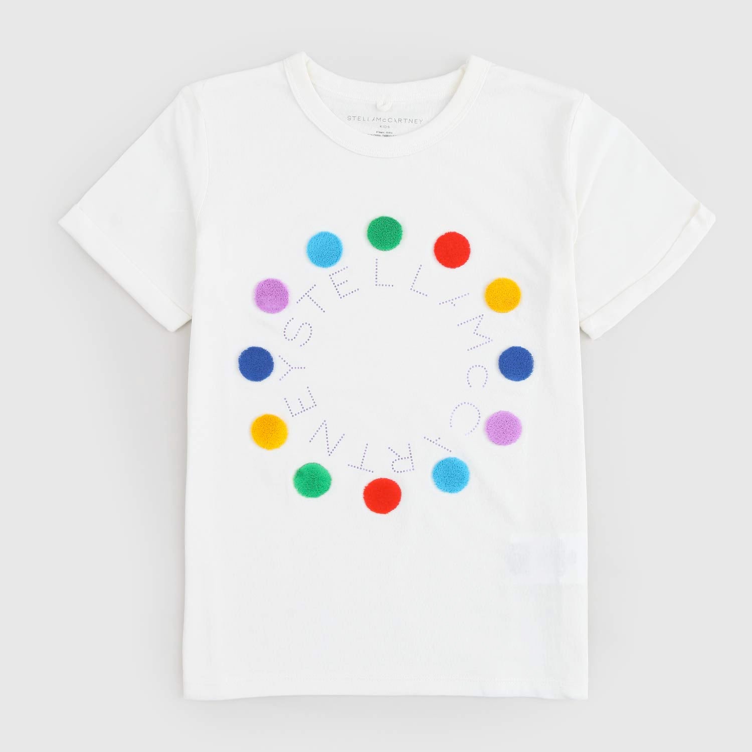 T-shirt bianca con logo e pois multicolor - annameglio.com abbigliamento moda