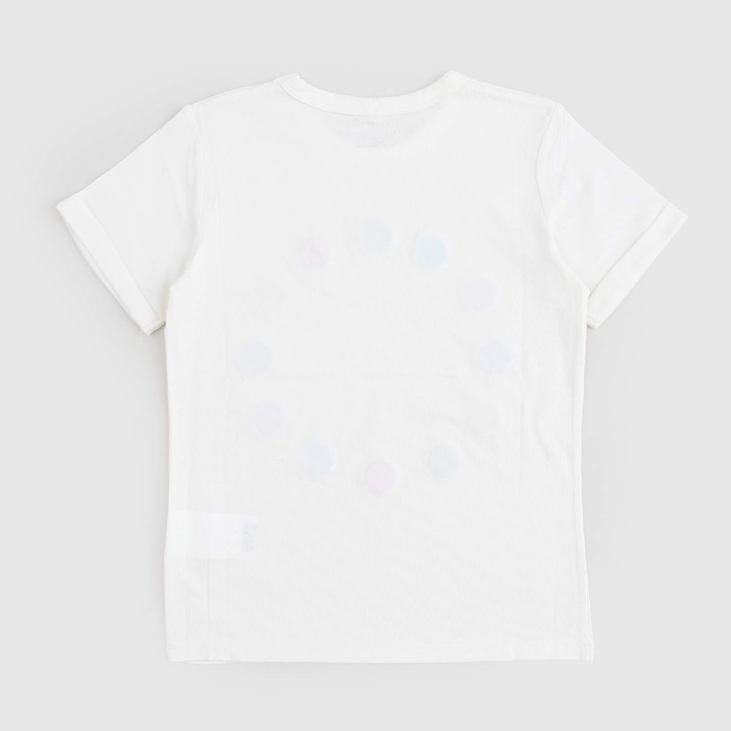 T-shirt bianca con logo e pois multicolor - annameglio.com abbigliamento moda