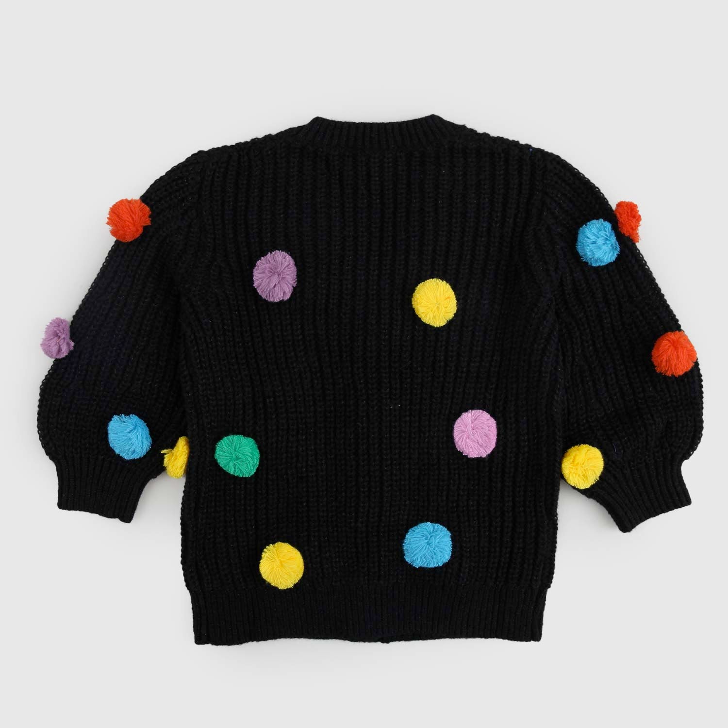 Cardigan nero in lurex con pom pon multicolor - annameglio.com abbigliamento moda