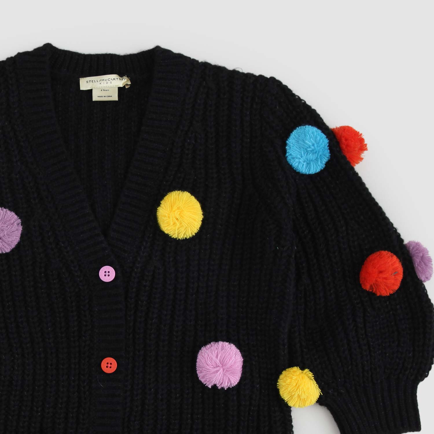Cardigan nero in lurex con pom pon multicolor - annameglio.com abbigliamento moda