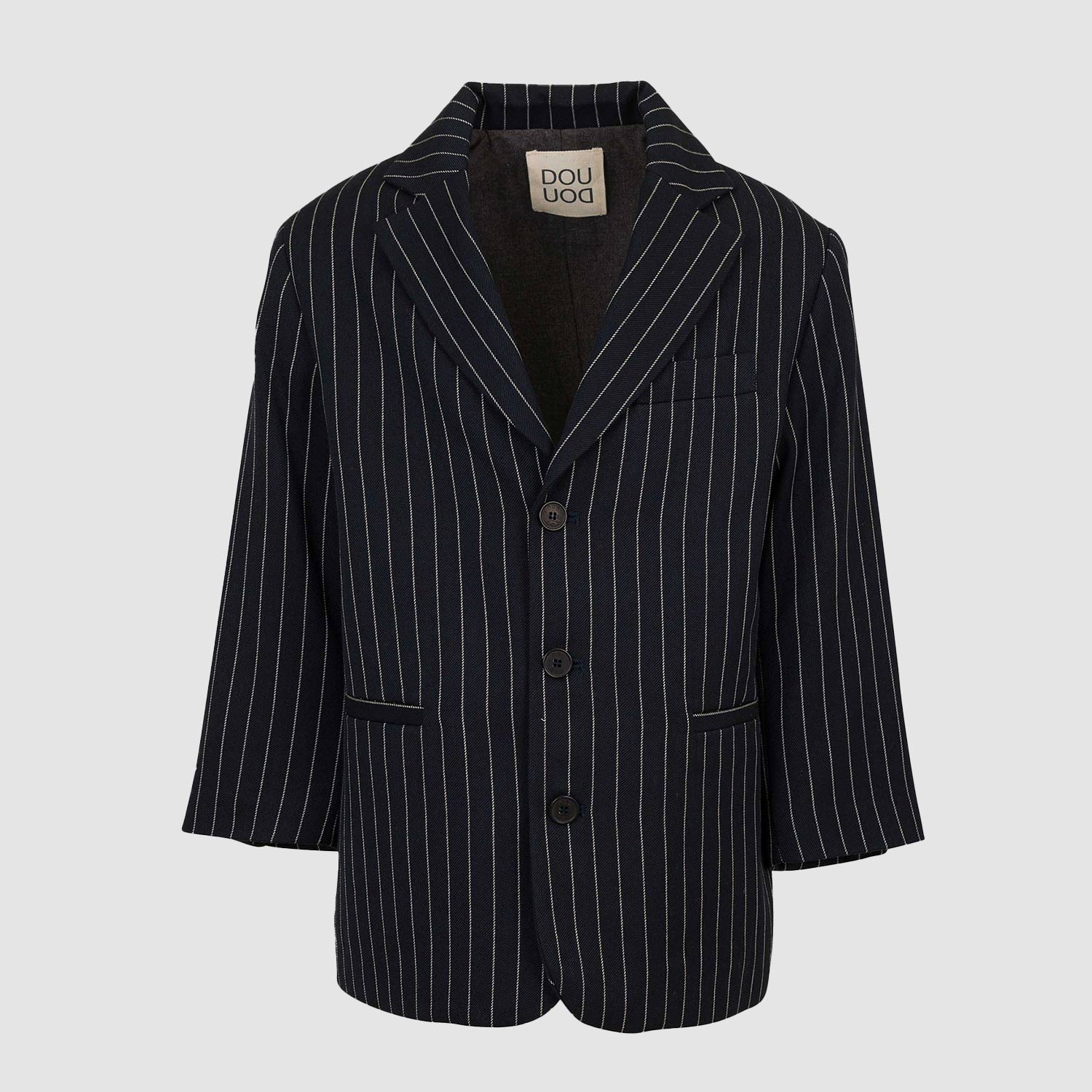 Blazer Over Giona Blu gessato avorio - annameglio.com abbigliamento moda