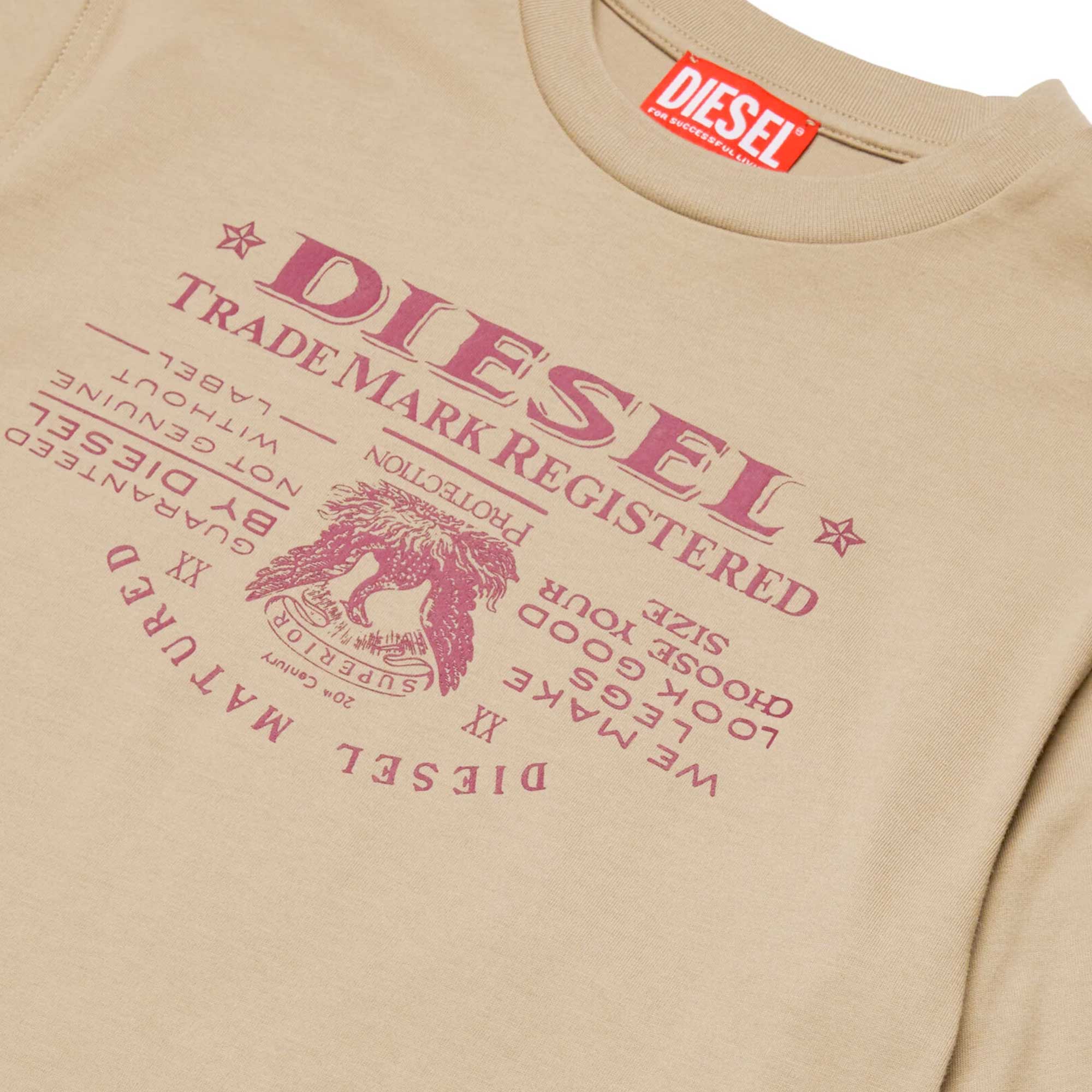 T-shirt sabbia con stampa frontale DIESEL - annameglio.com abbigliamento moda