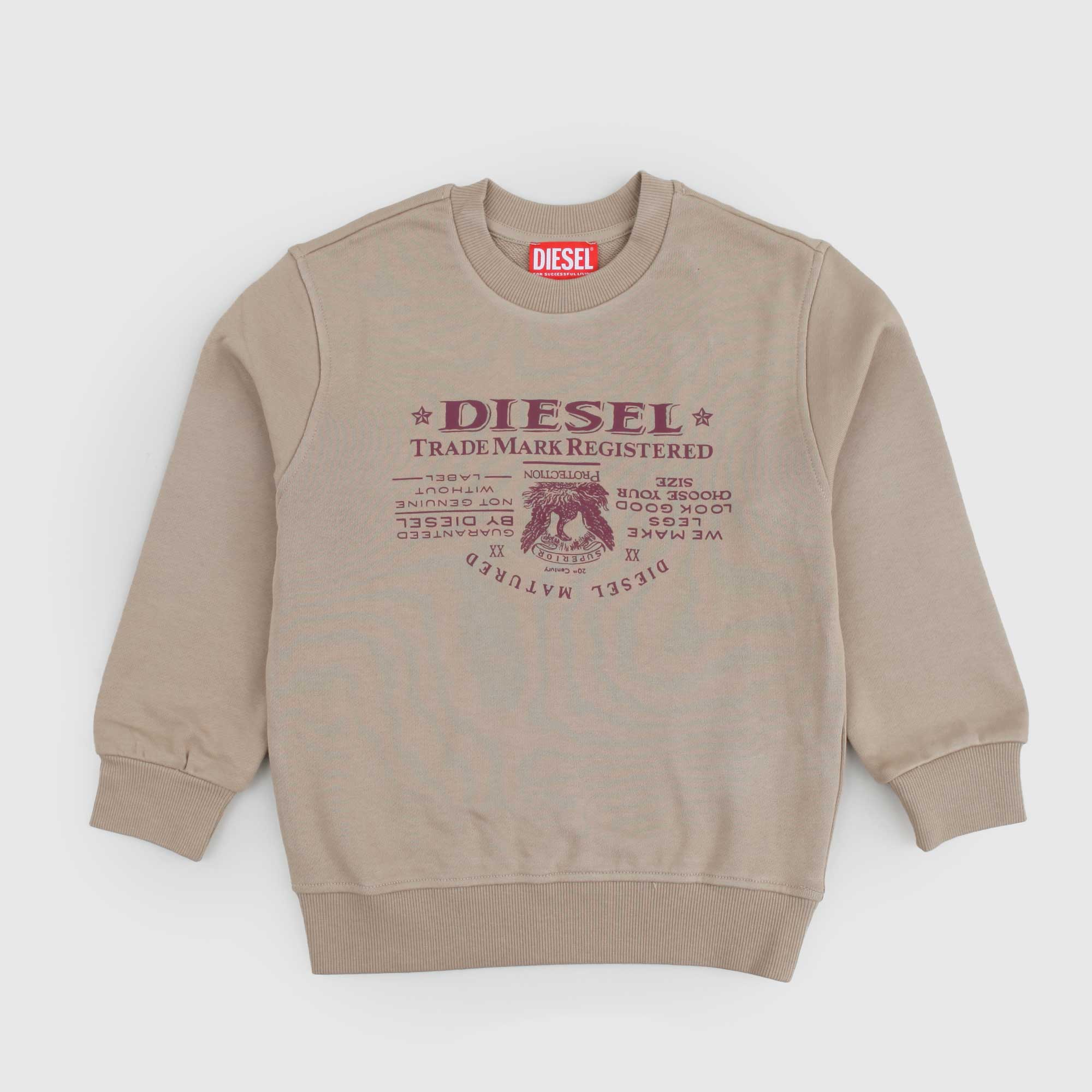 Felpa sabbia con stampa frontale DIESEL - annameglio.com abbigliamento moda