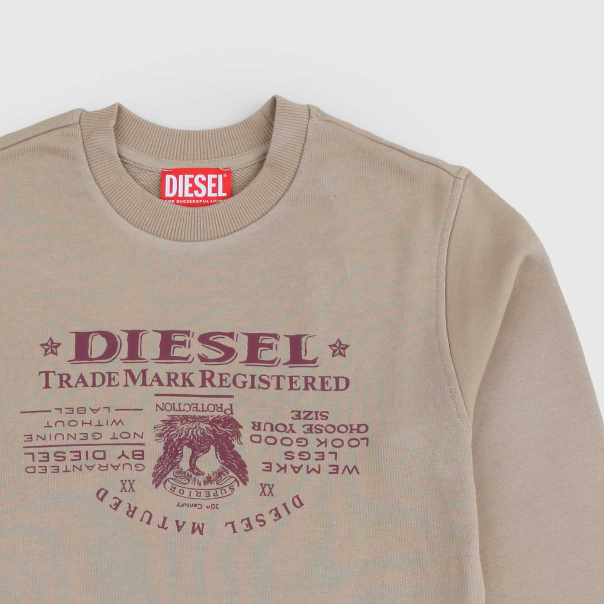 Felpa sabbia con stampa frontale DIESEL - annameglio.com abbigliamento moda