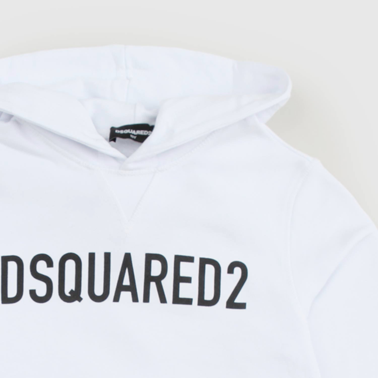 Felpa bianca Ds con cappuccio e logo nero - annameglio.com abbigliamento moda