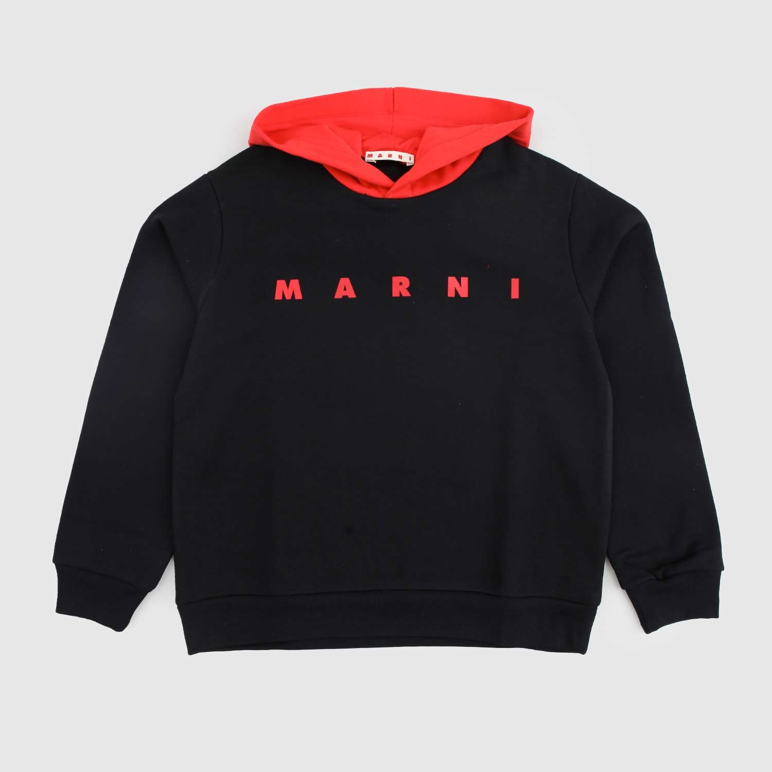 Felpa nera con cappuccio e stampa in rosso - annameglio.com abbigliamento moda