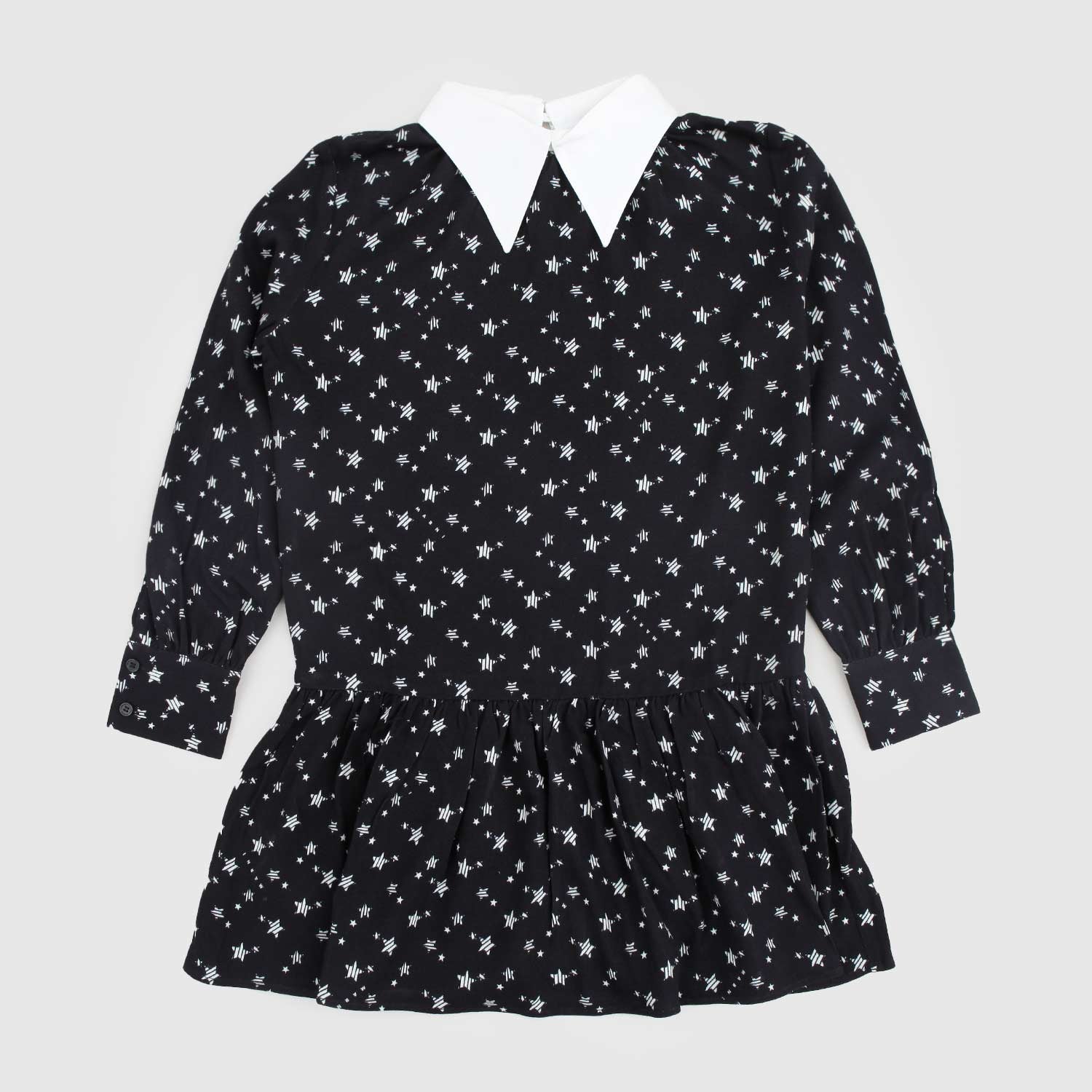 Abito nero con stampa e colletto in contrasto - annameglio.com abbigliamento moda