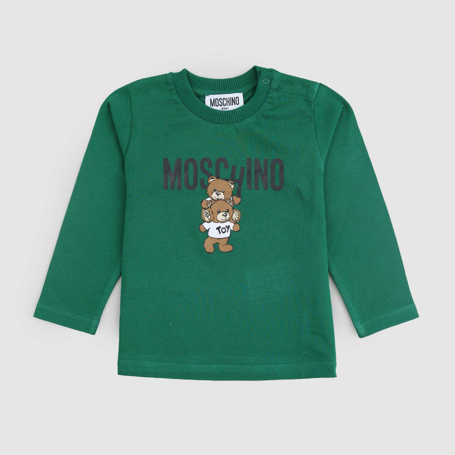 T-shirt verde con doppia stampa Teddy - annameglio.com abbigliamento moda