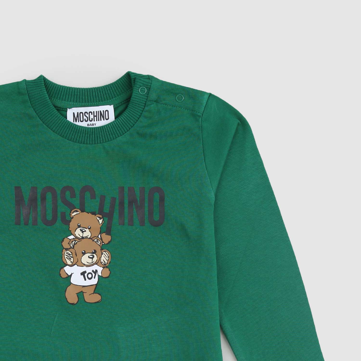T-shirt verde con doppia stampa Teddy - annameglio.com abbigliamento moda