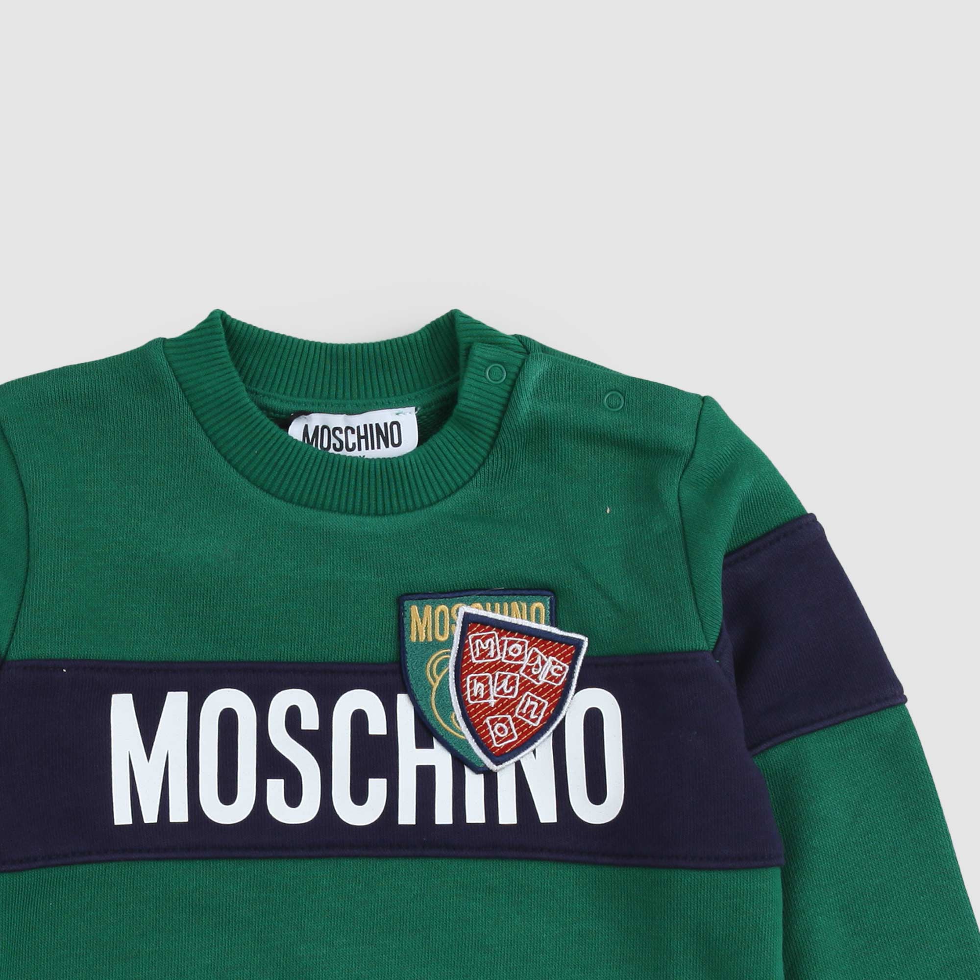 Felpa Verde E Blu Firmata Moschino - annameglio.com abbigliamento moda