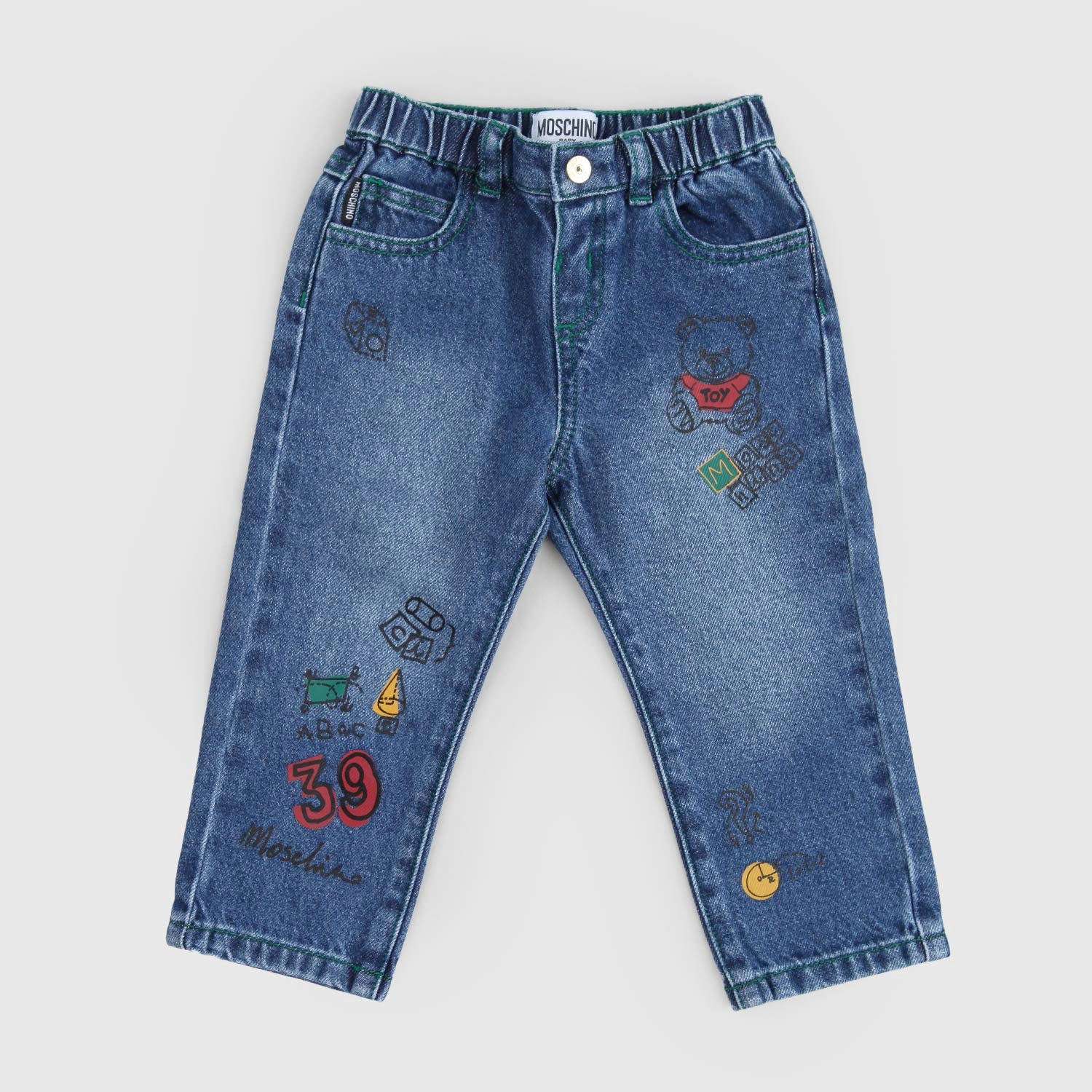 Jeans in denim con stampe Teddy - annameglio.com abbigliamento moda