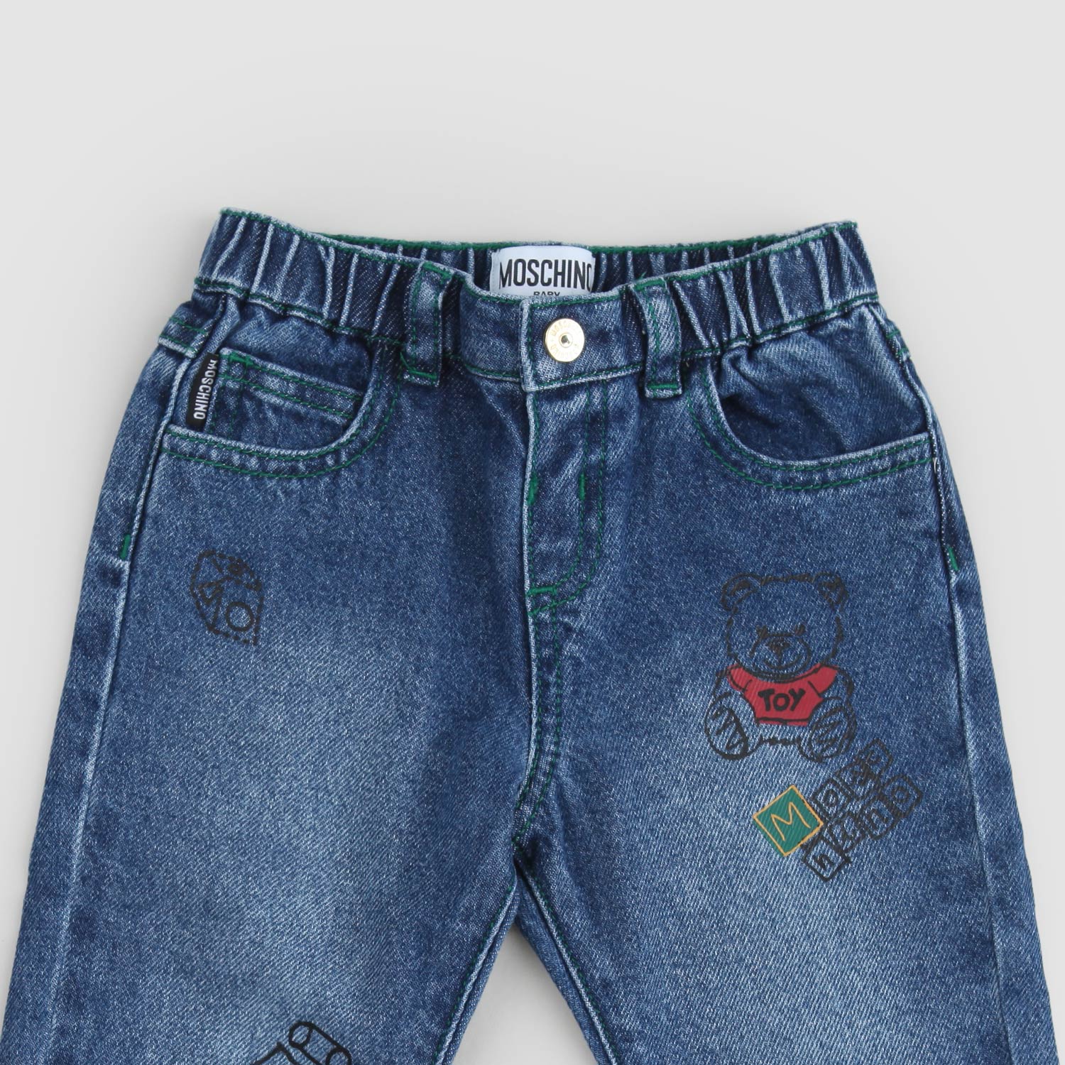 Jeans in denim con stampe Teddy - annameglio.com abbigliamento moda