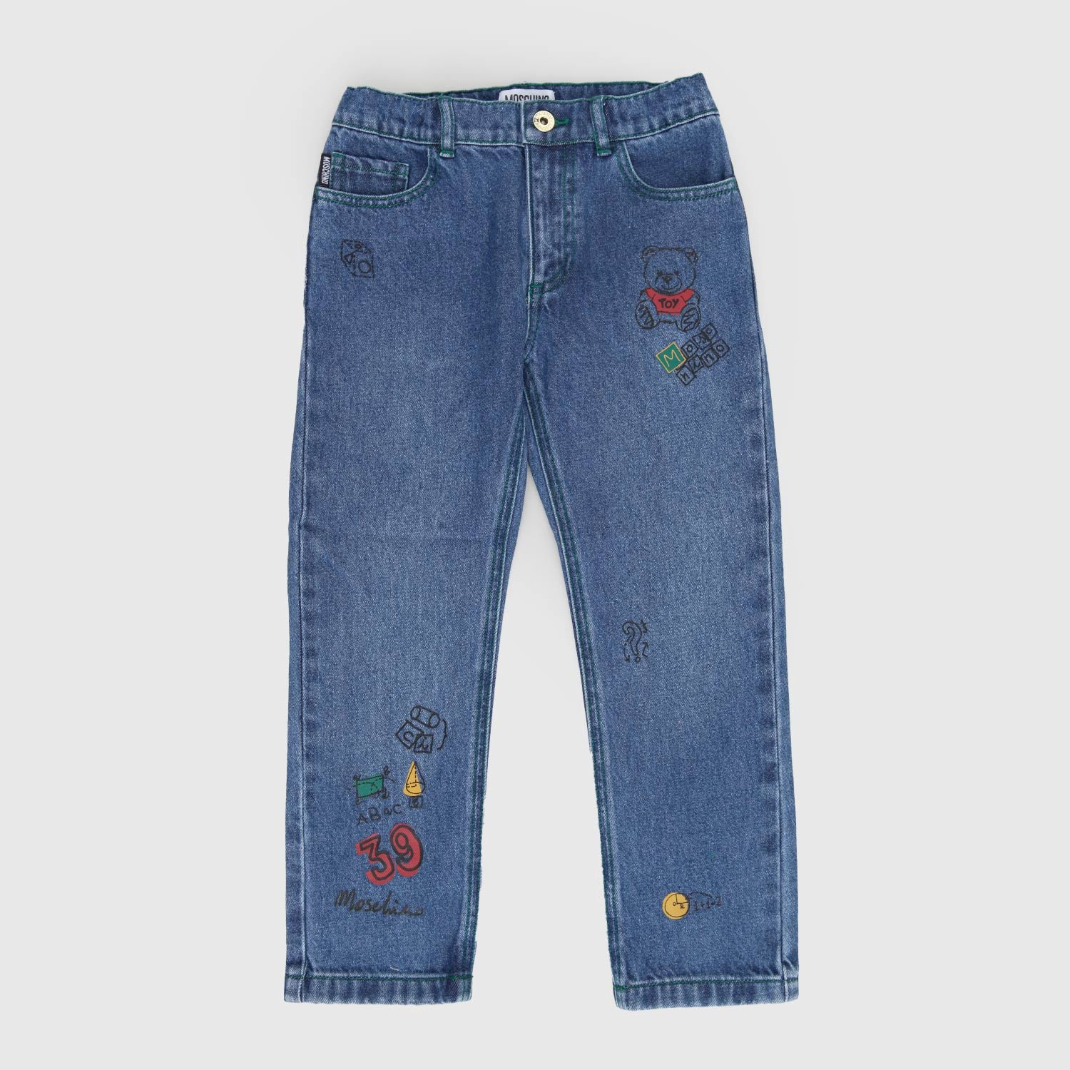 Jeans in denim con stampa Teddy - annameglio.com abbigliamento moda