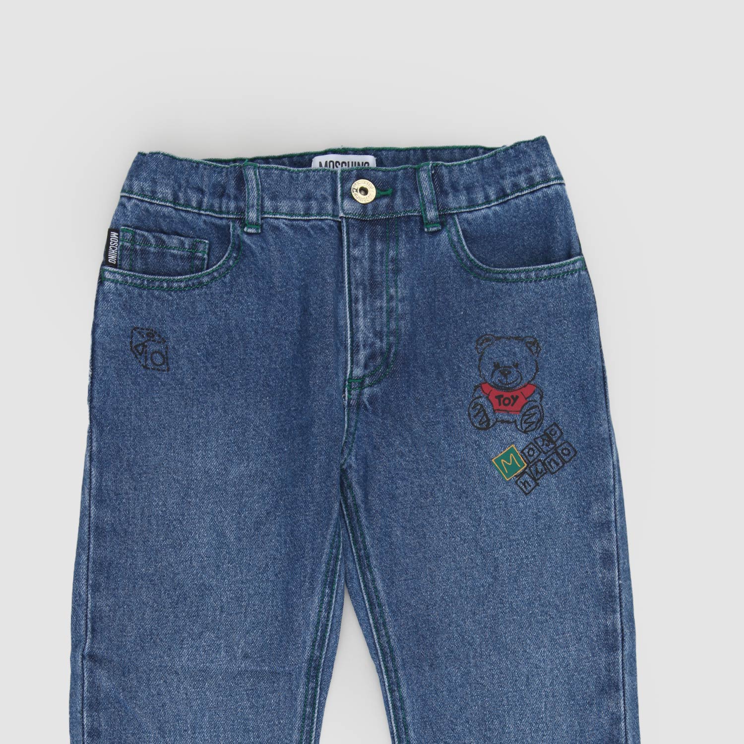 Jeans in denim con stampa Teddy - annameglio.com abbigliamento moda
