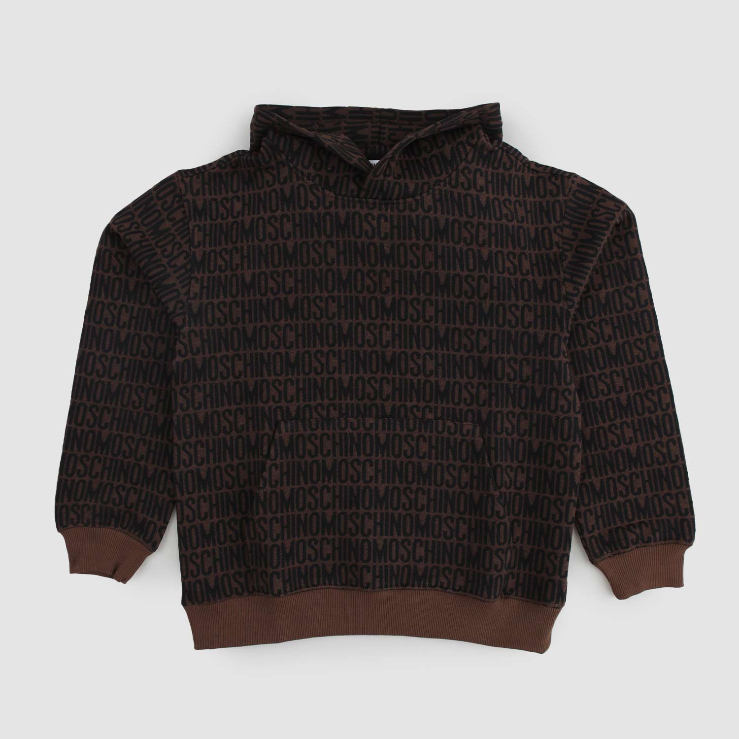 Felpa marrone in cotone con logo allover - annameglio.com abbigliamento moda