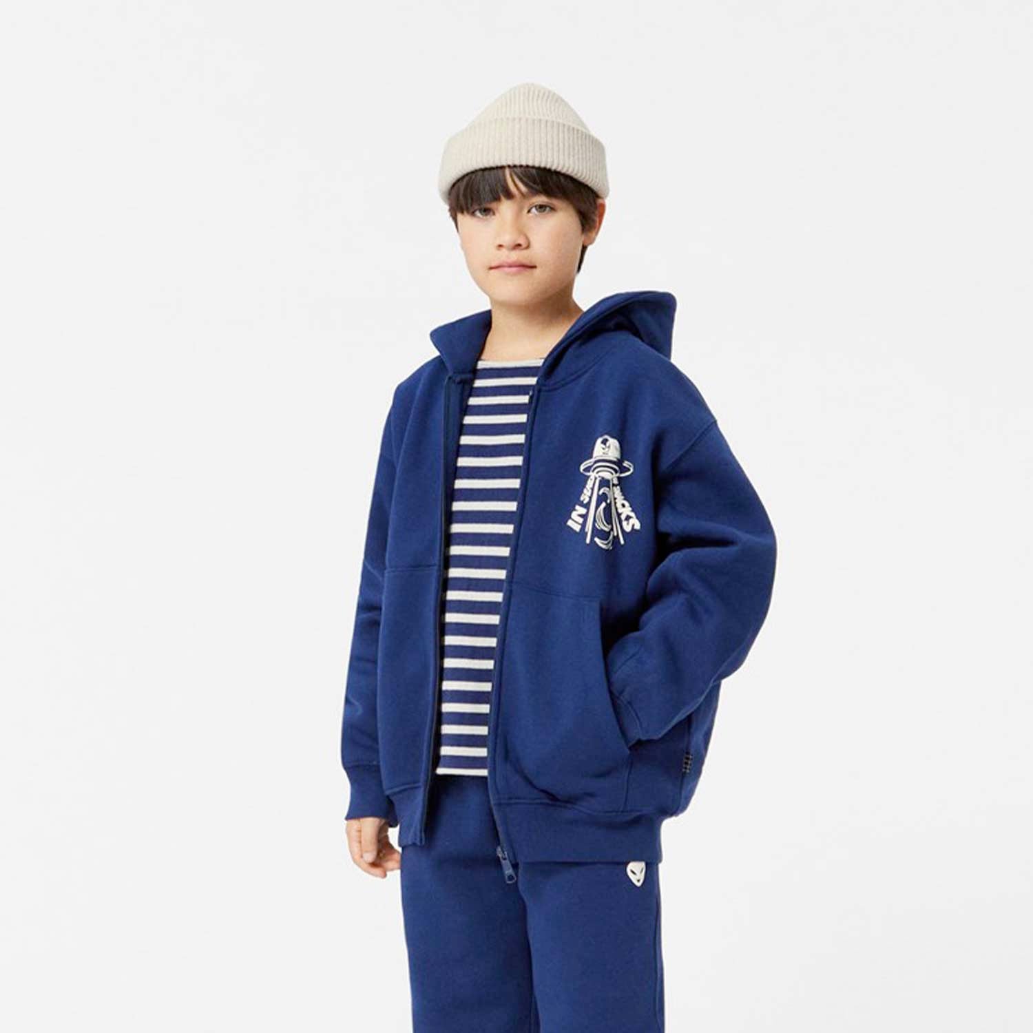 Felpa Mazz Blu scuro con cappuccio e zip - annameglio.com abbigliamento moda