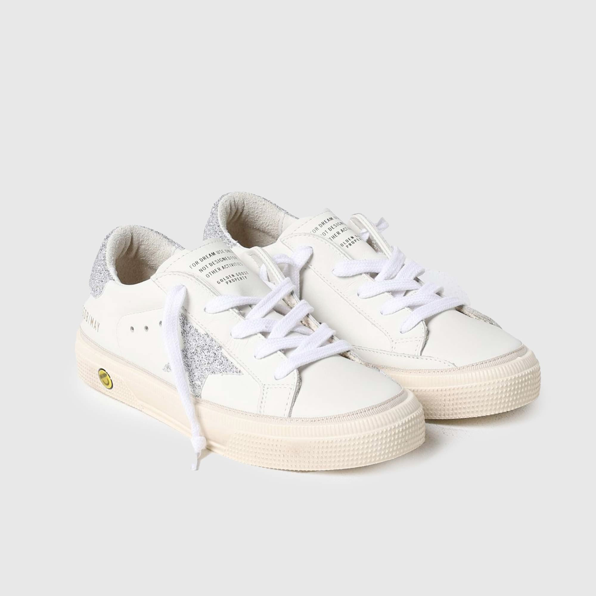 Sneaker May Bianca e Argento Con Swarovsky Bambina - annameglio.com abbigliamento moda