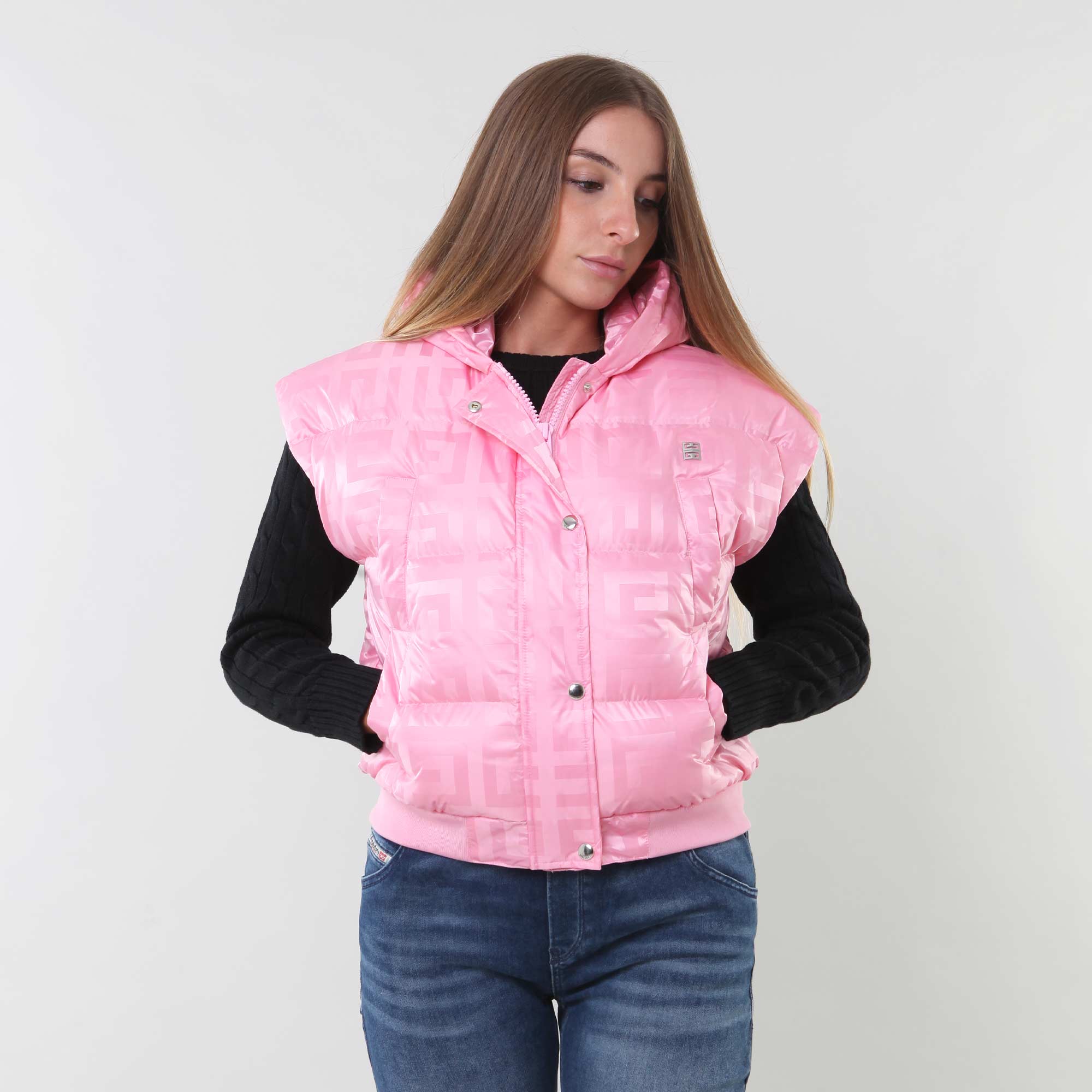 Piumino smanicato rosa con cappuccio - annameglio.com abbigliamento moda