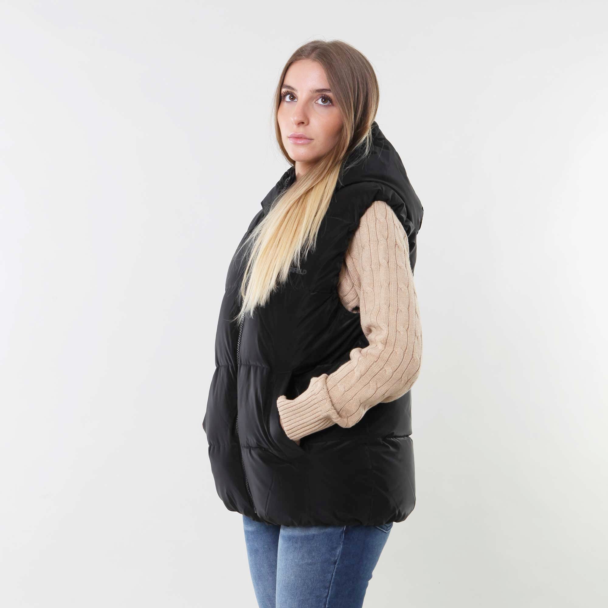 Piumino smanicato nero con cappuccio - annameglio.com abbigliamento moda