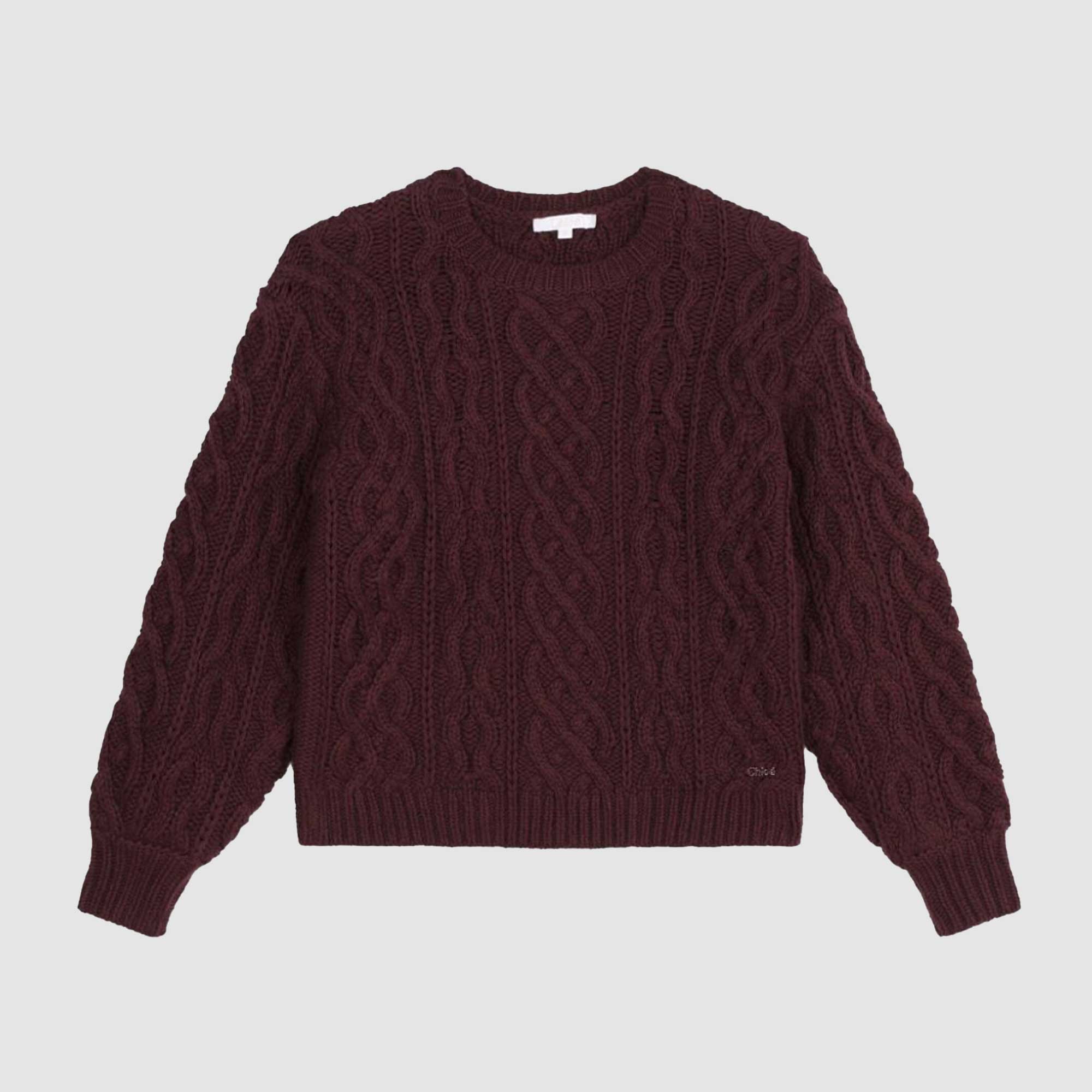 Maglione girocollo intrecciato bordeaux - annameglio.com abbigliamento moda