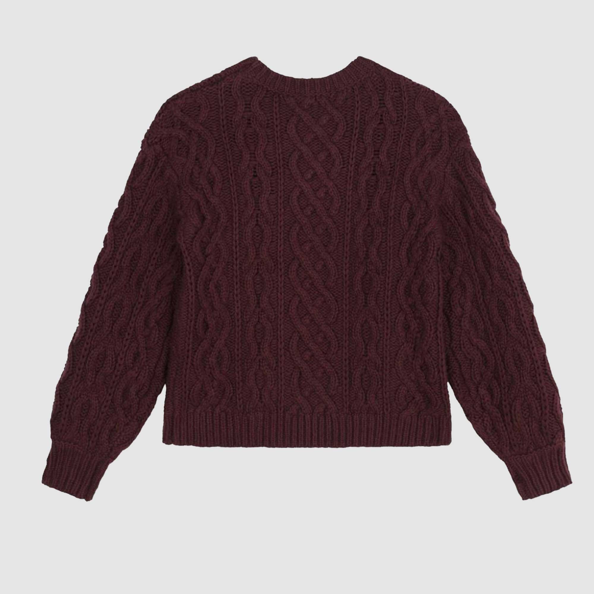 Maglione girocollo intrecciato bordeaux - annameglio.com abbigliamento moda