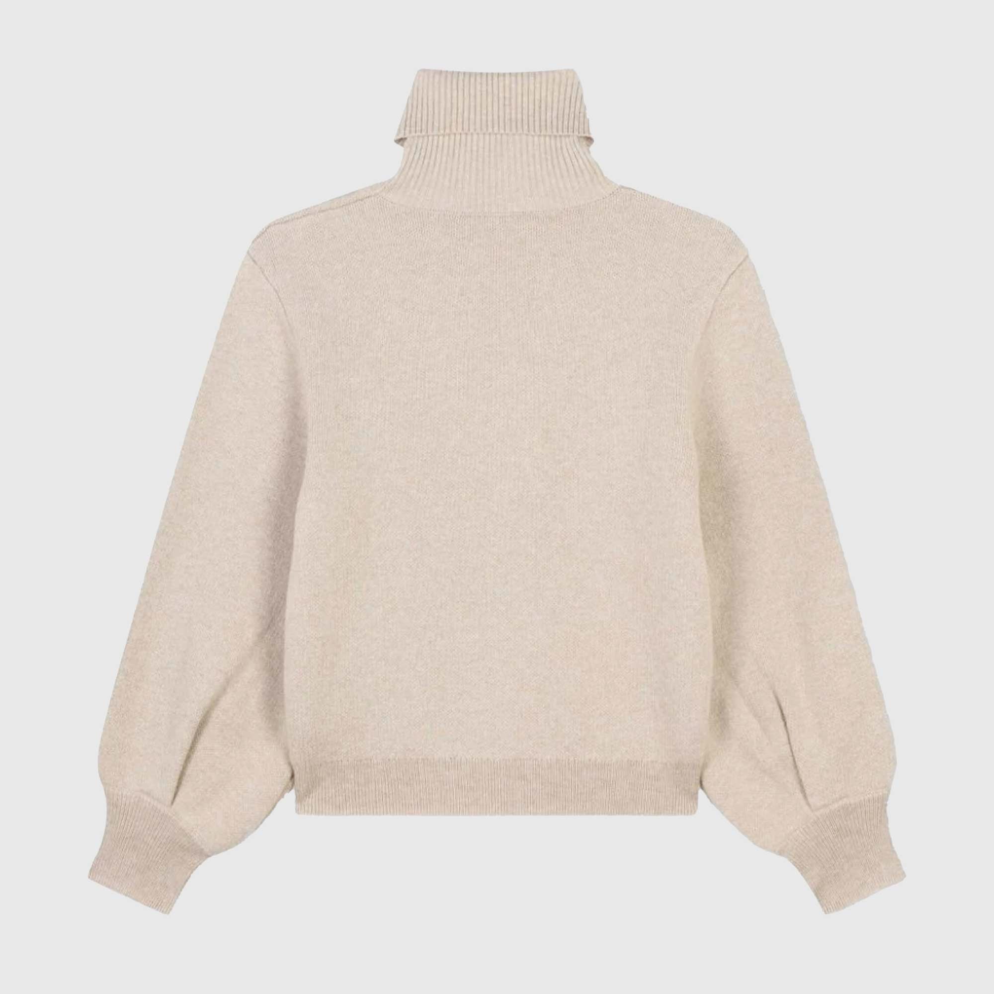 Maglione a collo alto beige con ricamo - annameglio.com abbigliamento moda