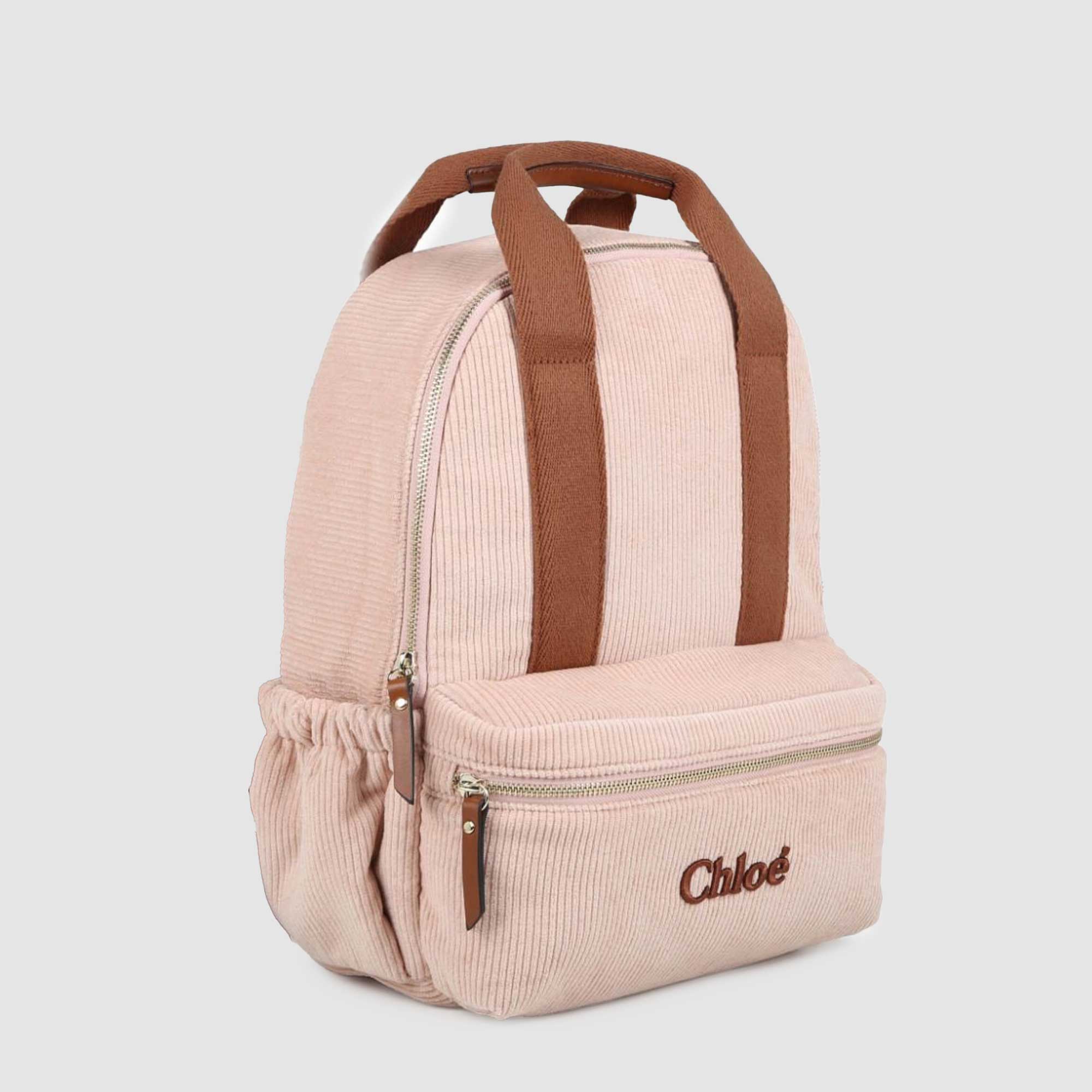 Zaino in velluto a coste rosa con logo - annameglio.com abbigliamento moda