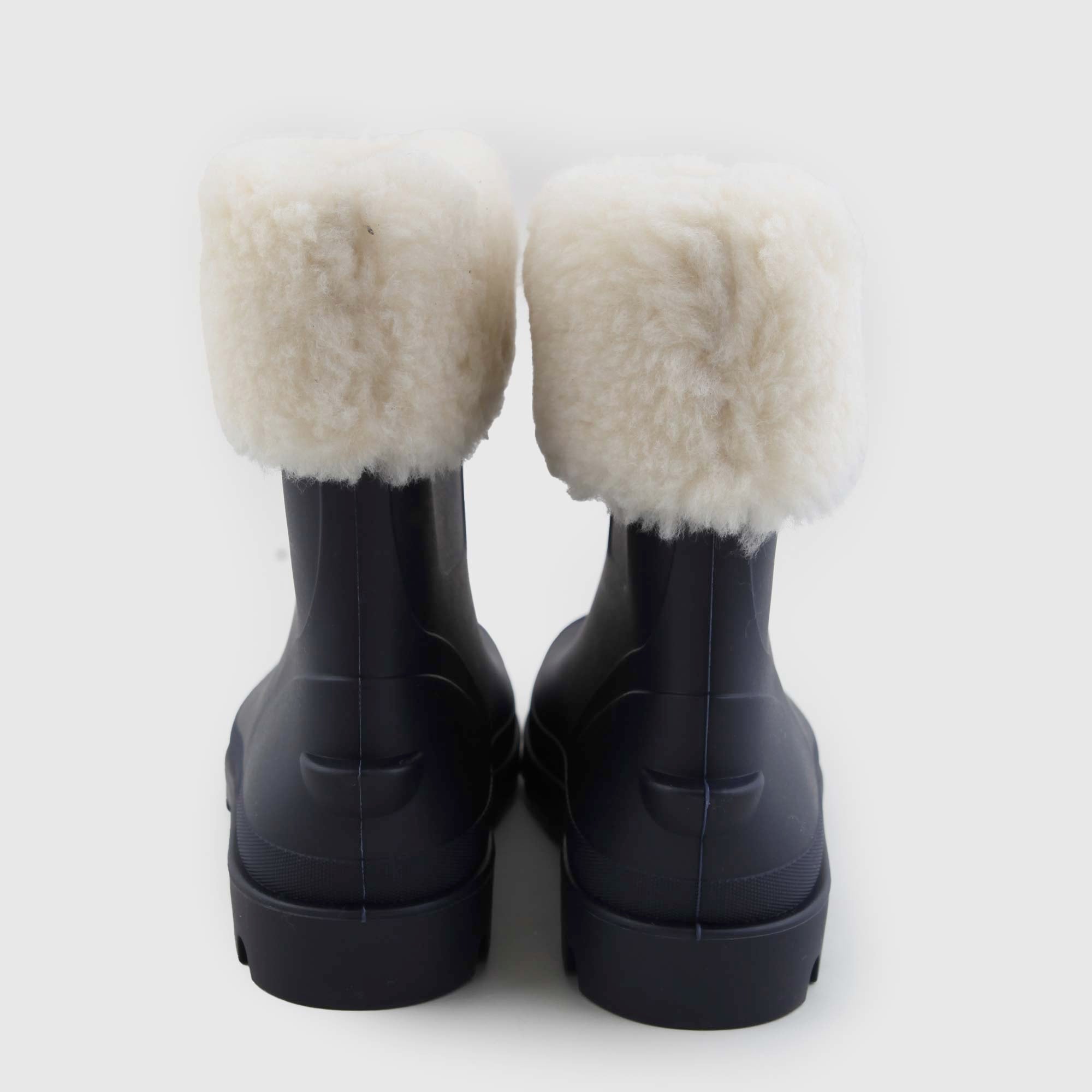 Stivali da pioggia blu navy con shearling - annameglio.com abbigliamento moda