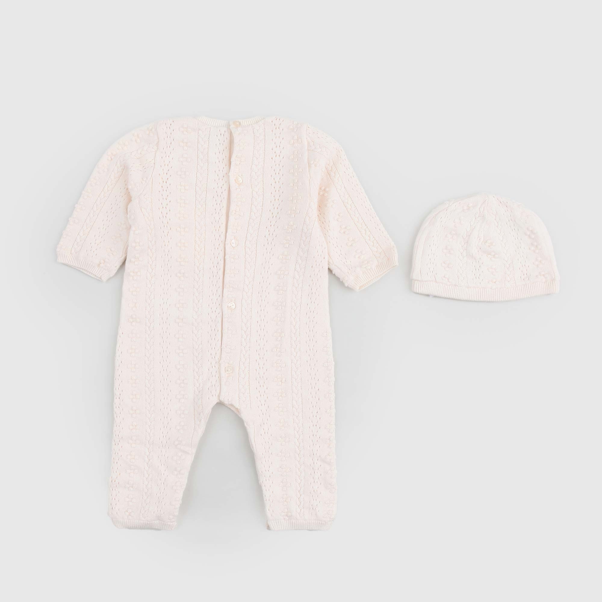 Set tutina lavorata a maglia rosa con cappello - annameglio.com abbigliamento moda