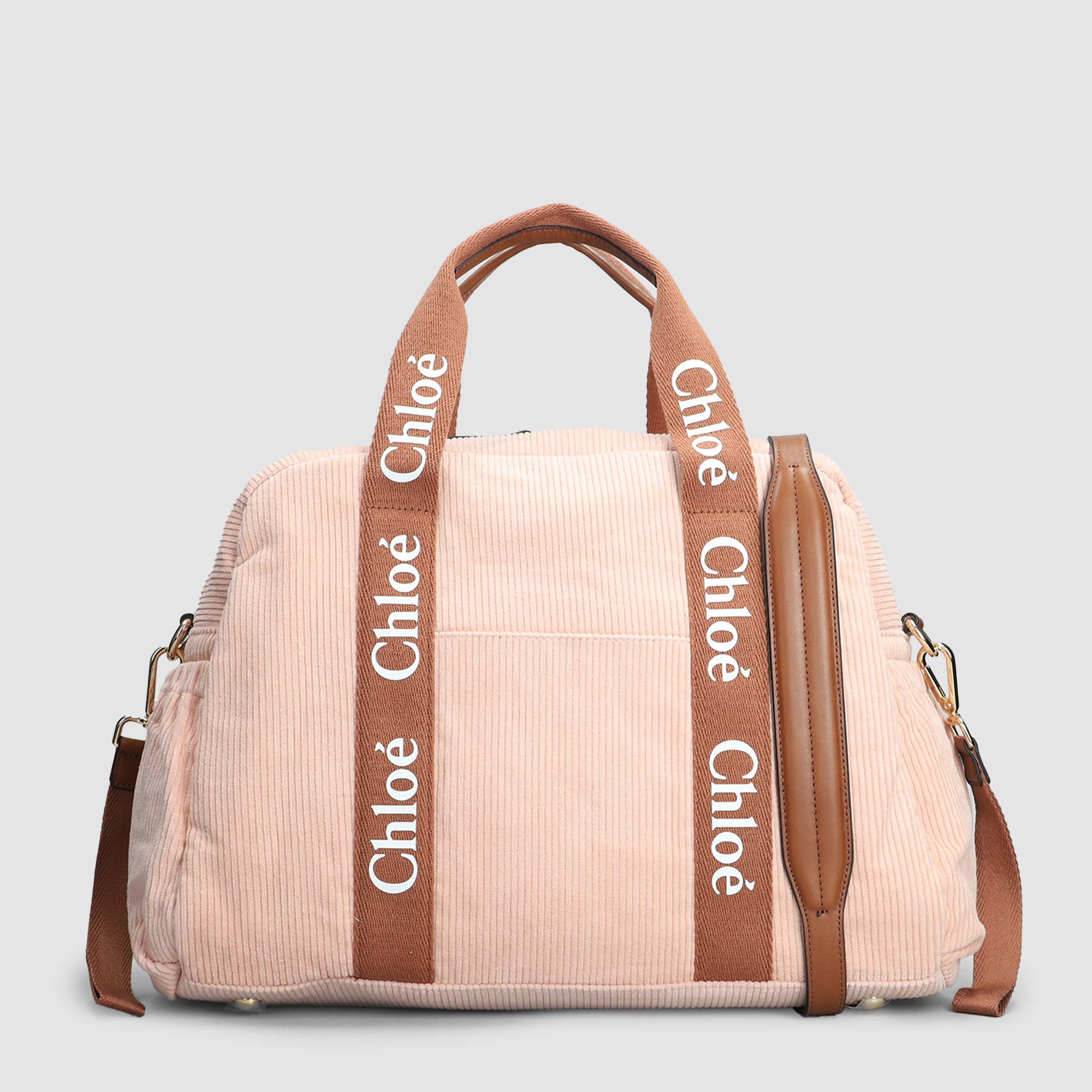 Borsa mamma in velluto a coste rosa con logo - annameglio.com abbigliamento moda