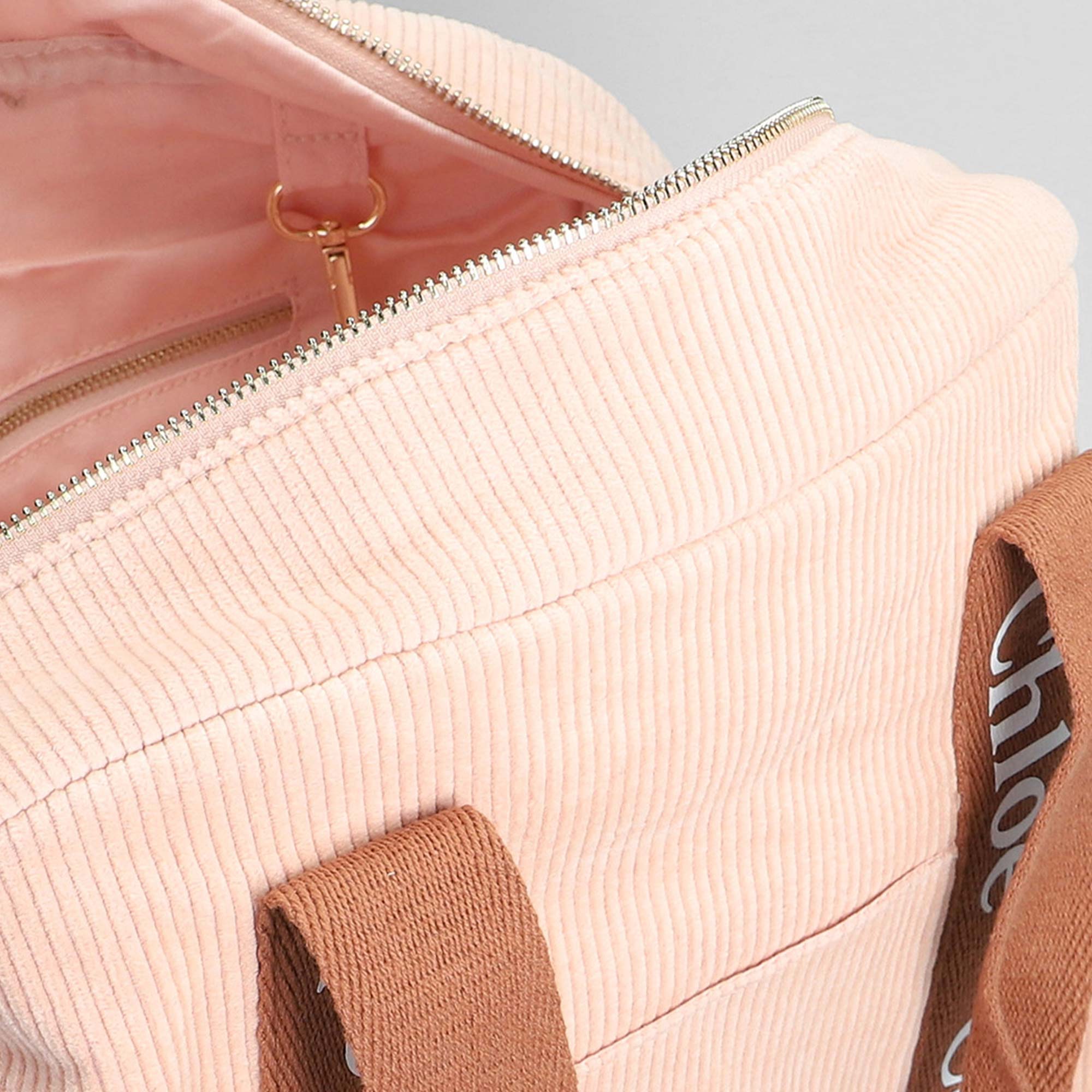 Borsa mamma in velluto a coste rosa con logo - annameglio.com abbigliamento moda
