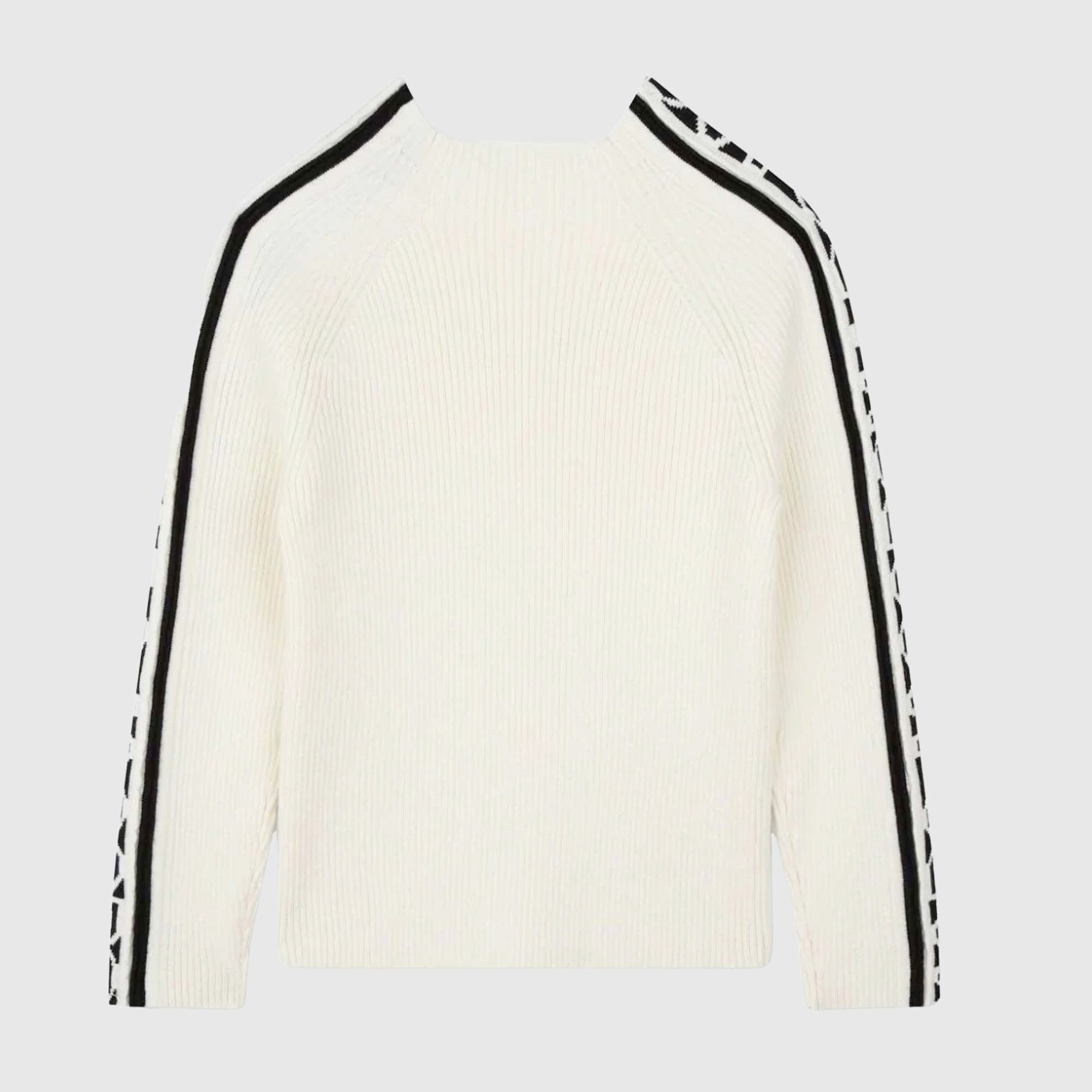 Pullover a costine bianco con collo a cratere - annameglio.com abbigliamento moda