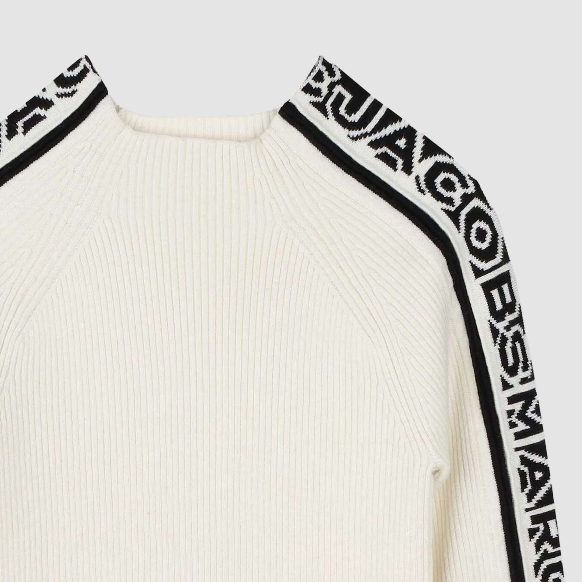 Pullover a costine bianco con collo a cratere - annameglio.com abbigliamento moda