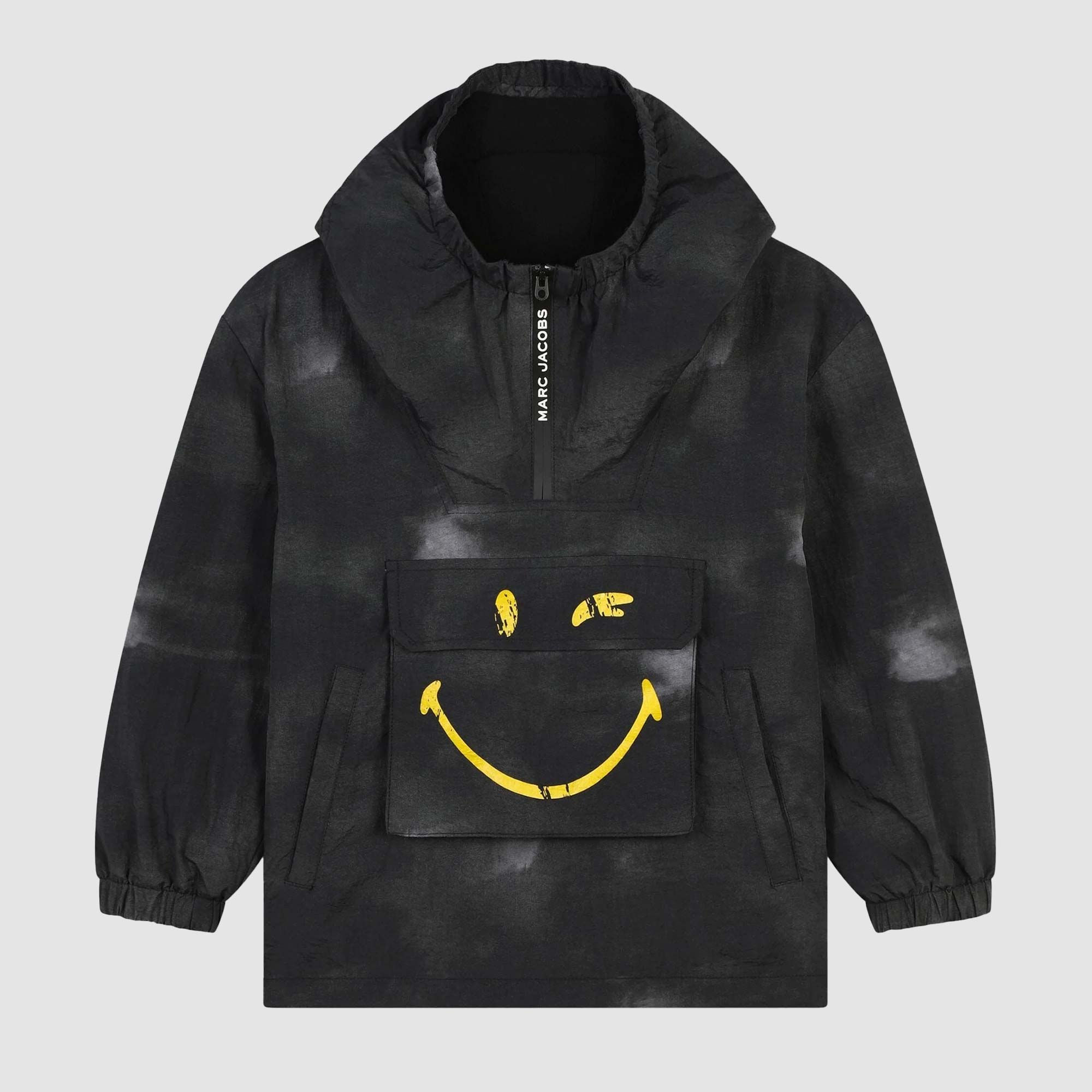 Giacca a vento nera con cappuccio e stampa smile - annameglio.com abbigliamento moda