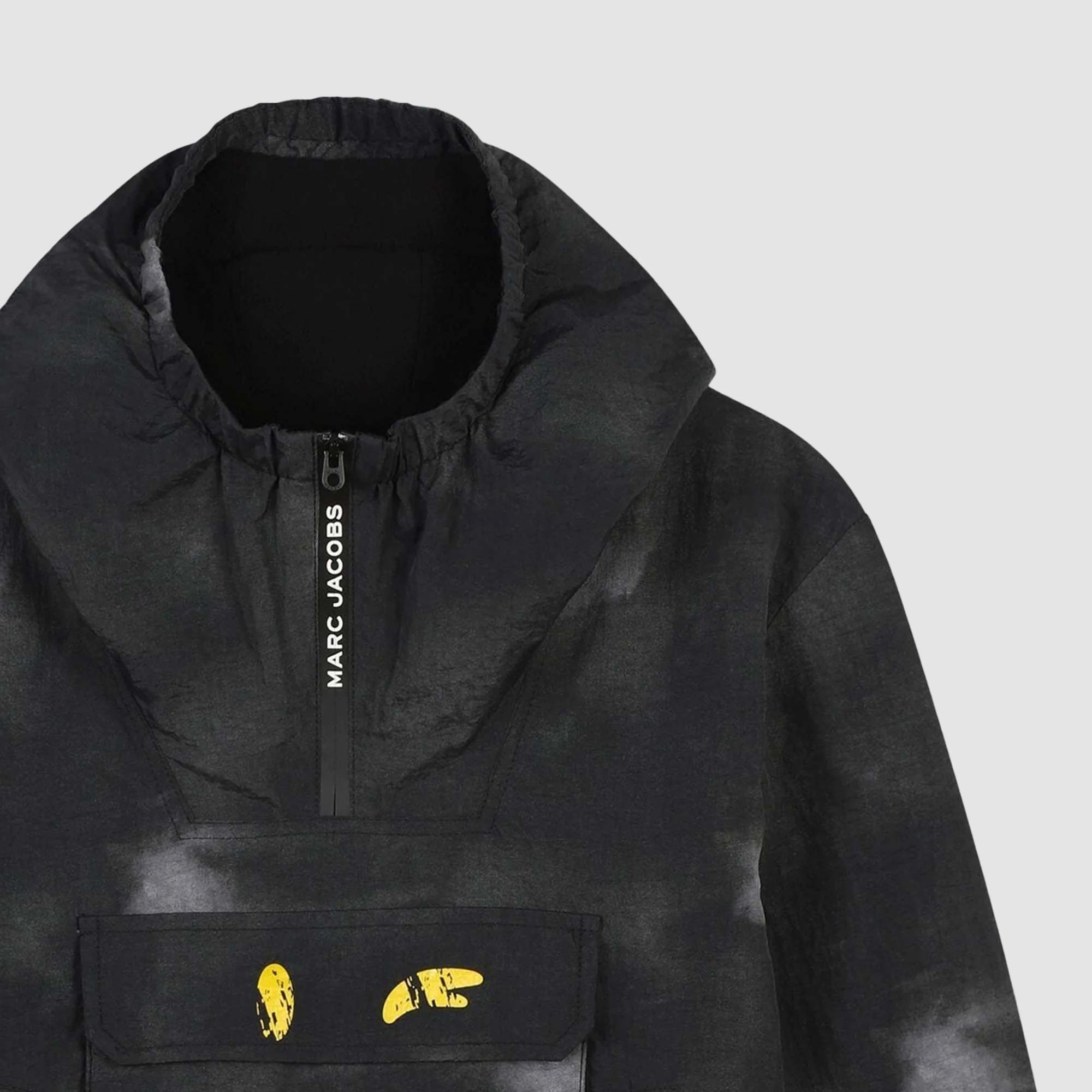 Giacca a vento nera con cappuccio e stampa smile - annameglio.com abbigliamento moda