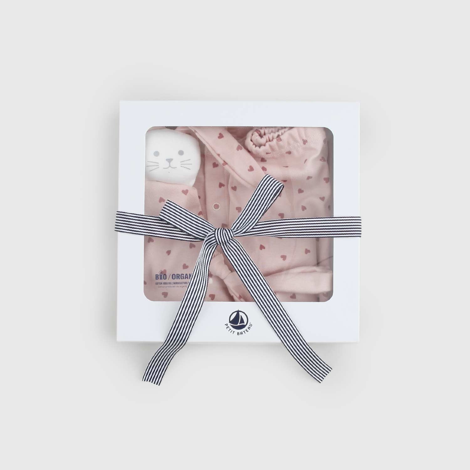 Completino 3pz rosa a cuoricini cotone con doudou - annameglio.com abbigliamento moda