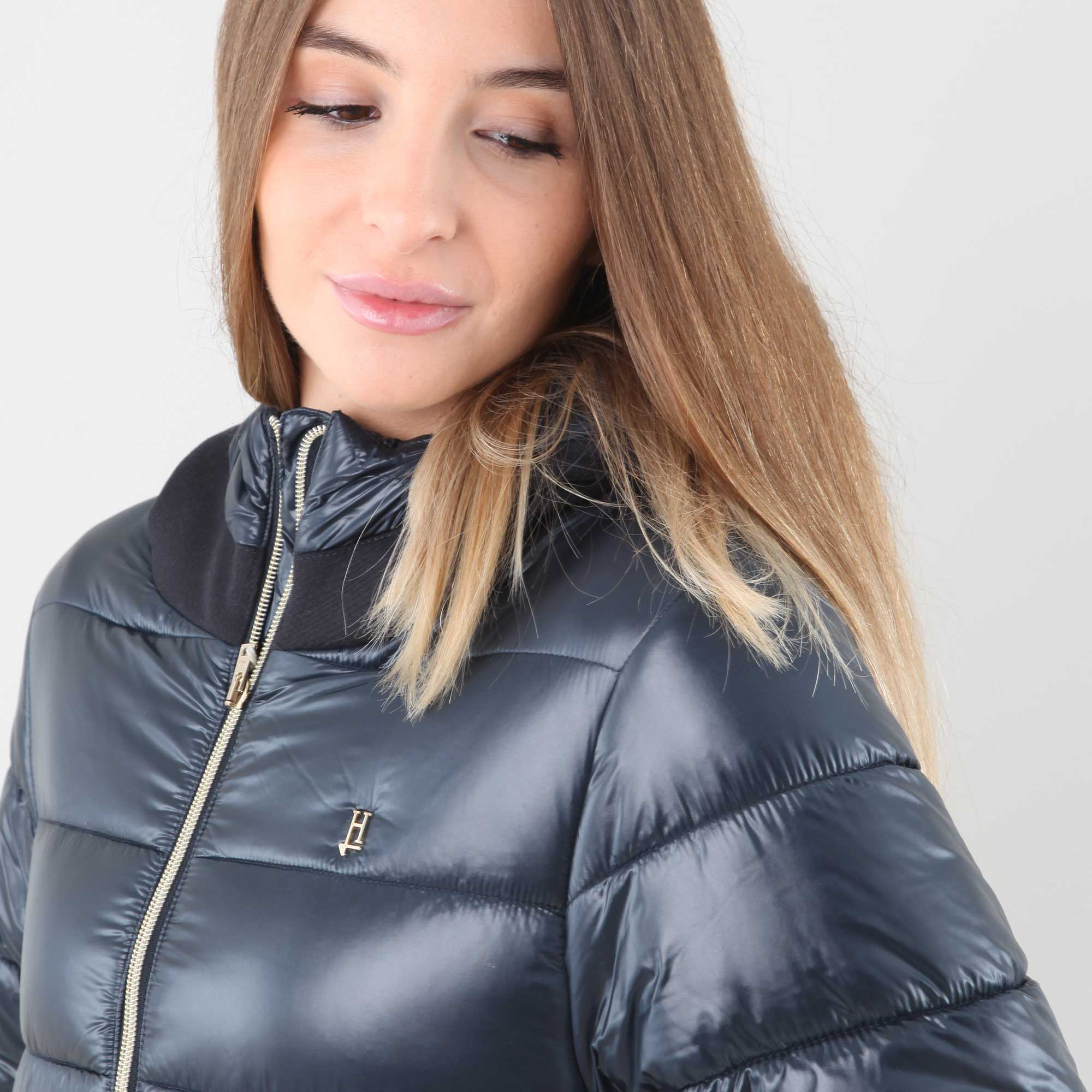 Piumino Blu Con Inserti Firmato Herno - annameglio.com abbigliamento moda