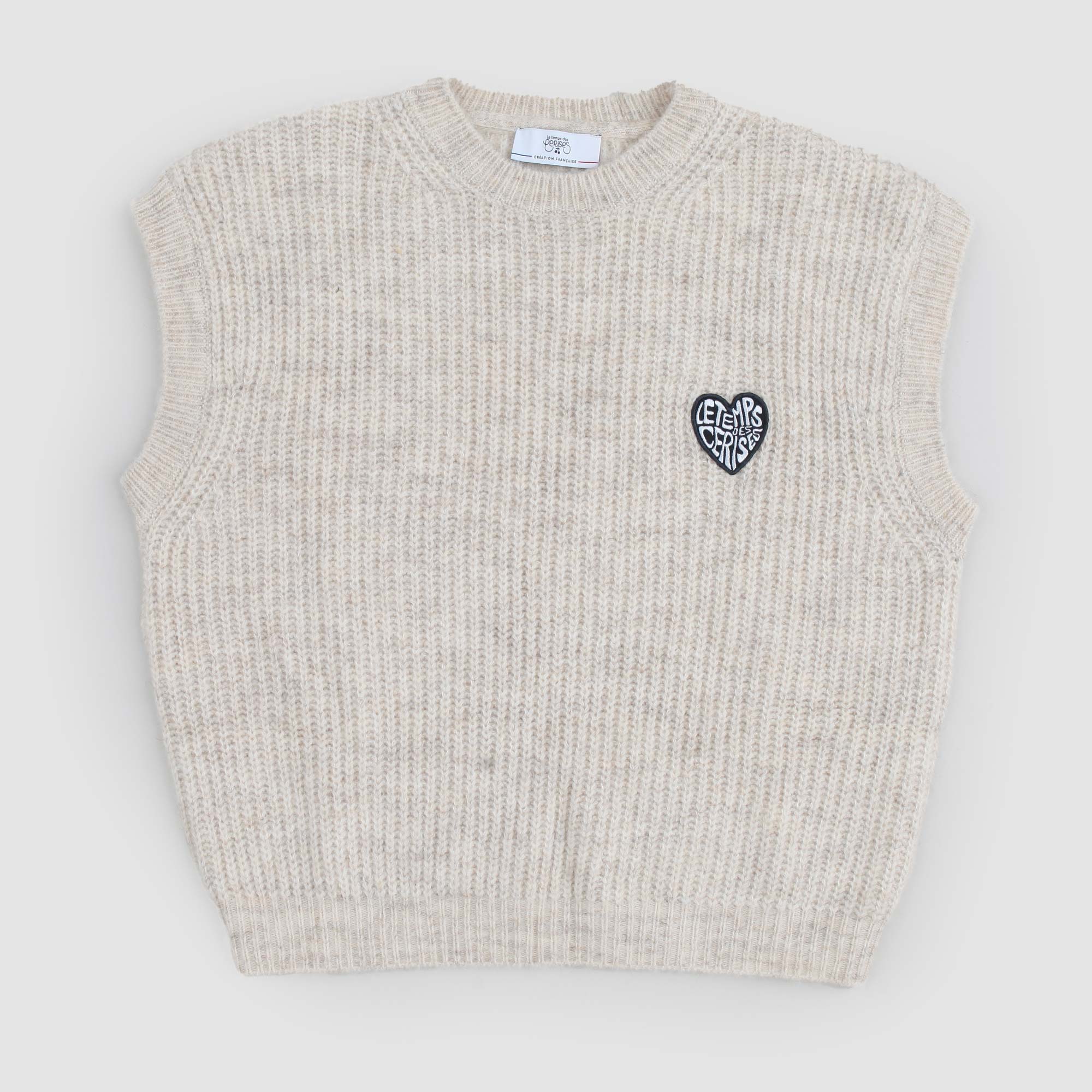 Gilet crema melange con patch logo - annameglio.com abbigliamento moda