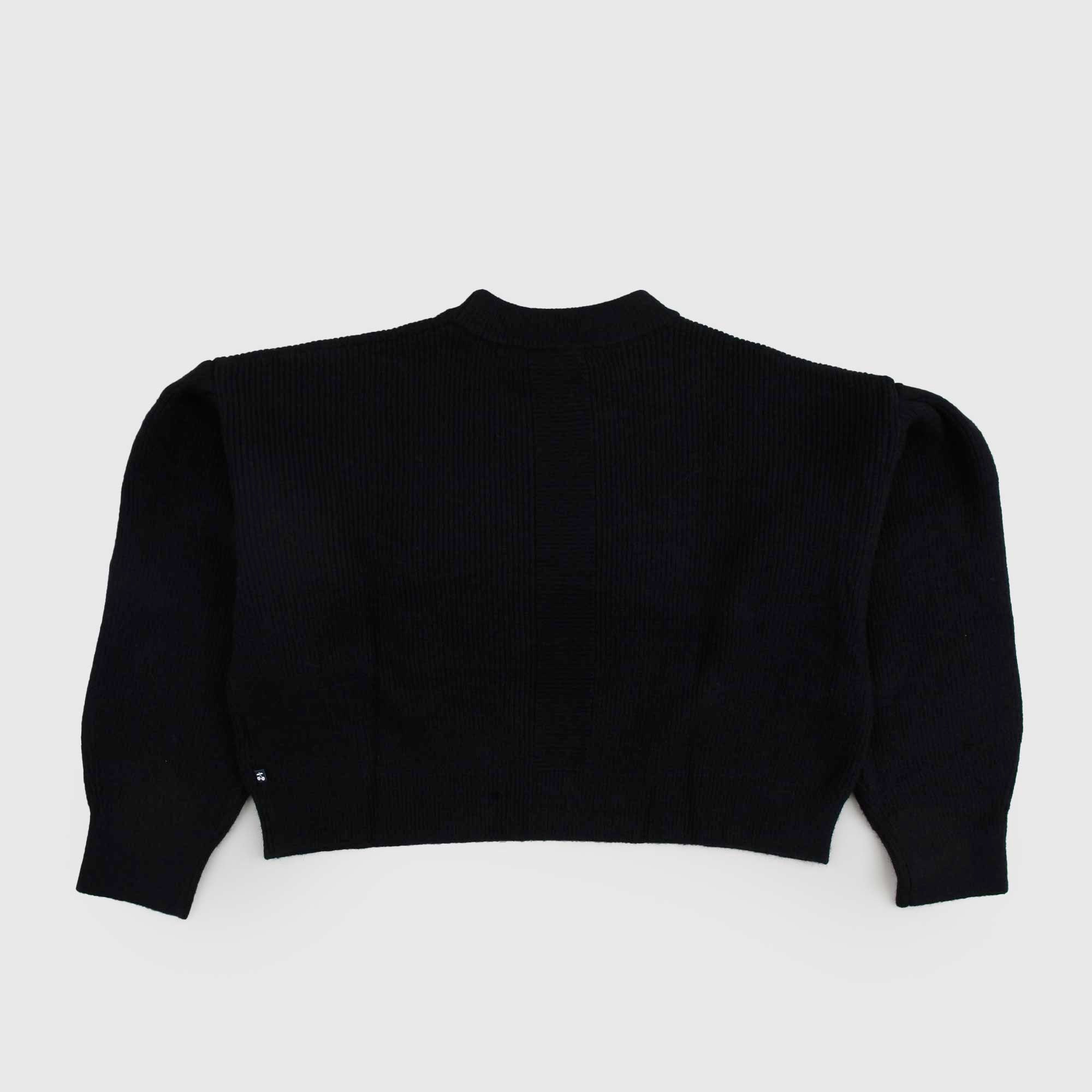 Maglione cropped nero a coste con logo - annameglio.com abbigliamento moda