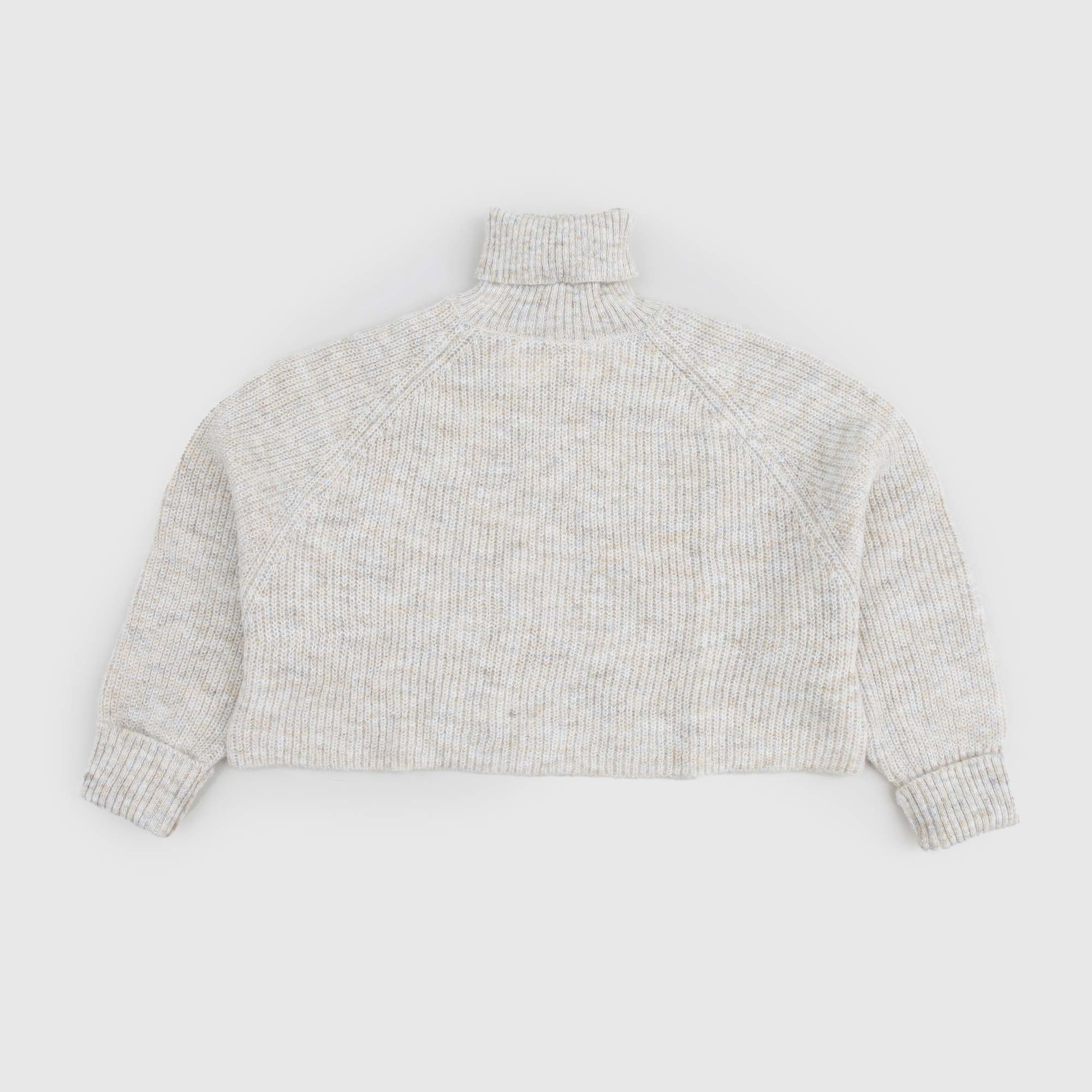 Maglione cropped dolcevita crema melange - annameglio.com abbigliamento moda