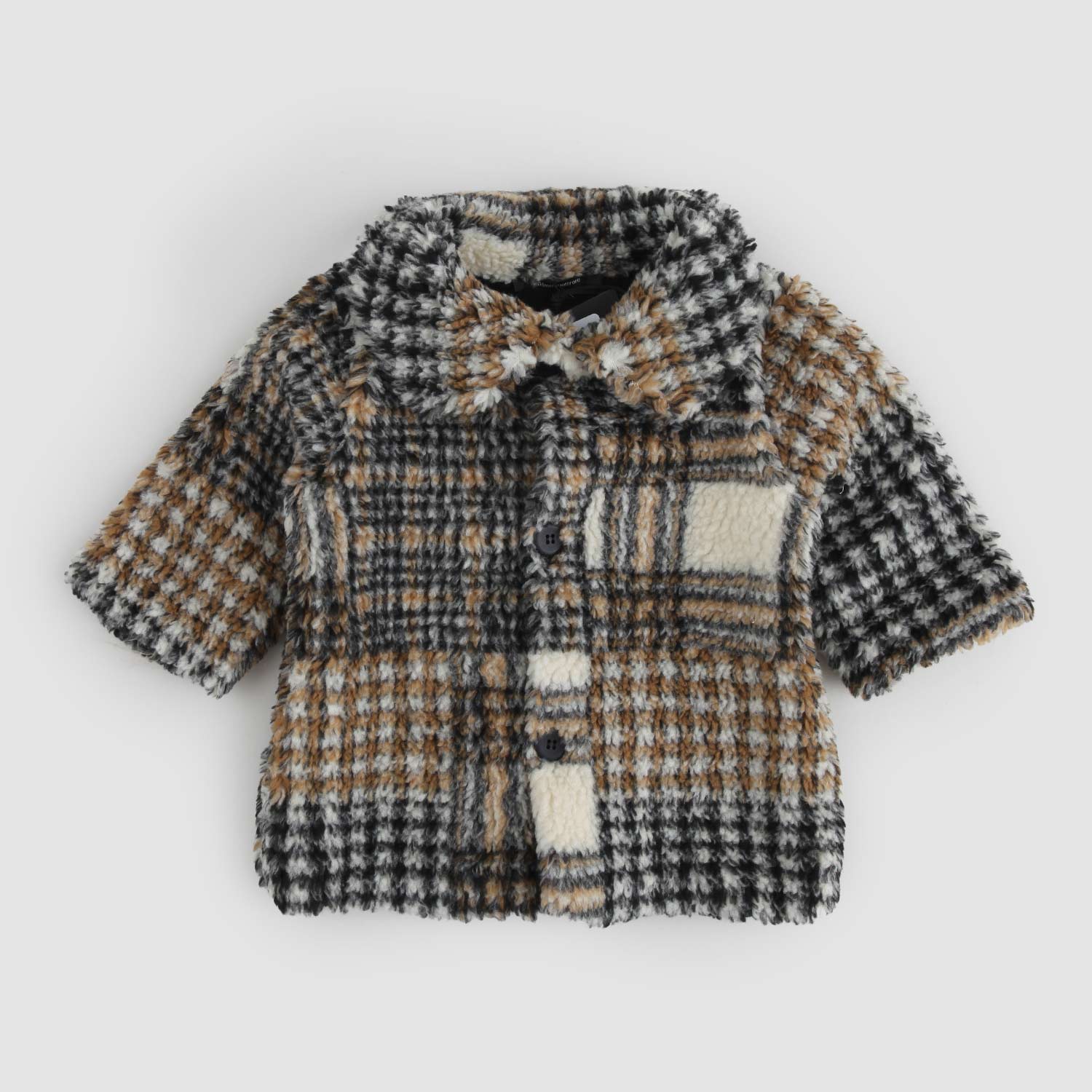 Cappotto ecopelliccia patchwork con bottoni unisex - annameglio.com abbigliamento moda