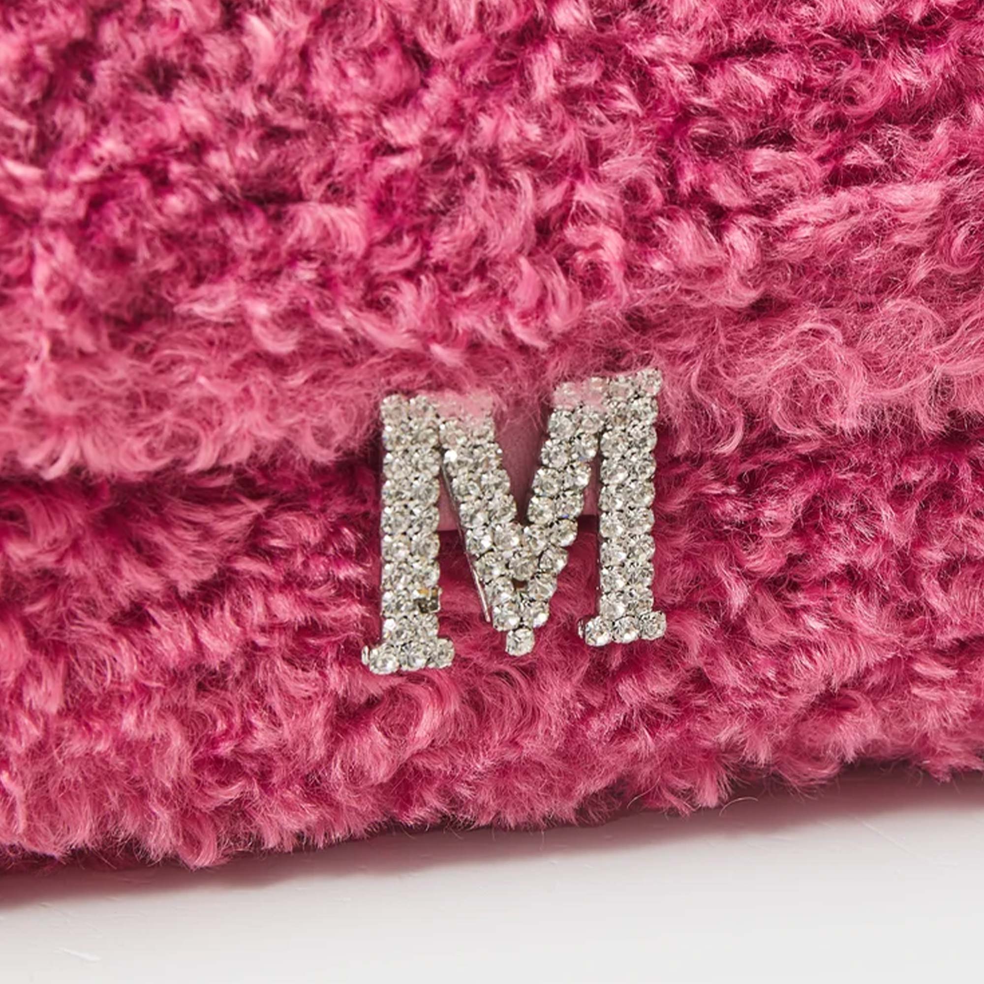 Borsa rosa in peluche con logo M in strass - annameglio.com abbigliamento moda